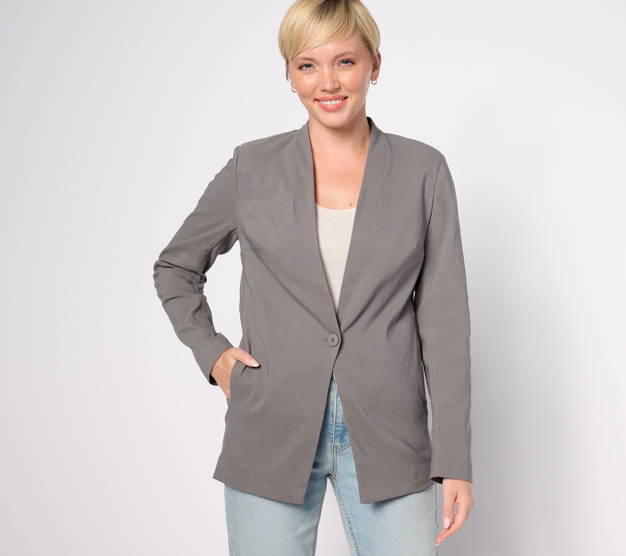 LOGO by Lori Goldstein AnyWEAR One Button Blazer