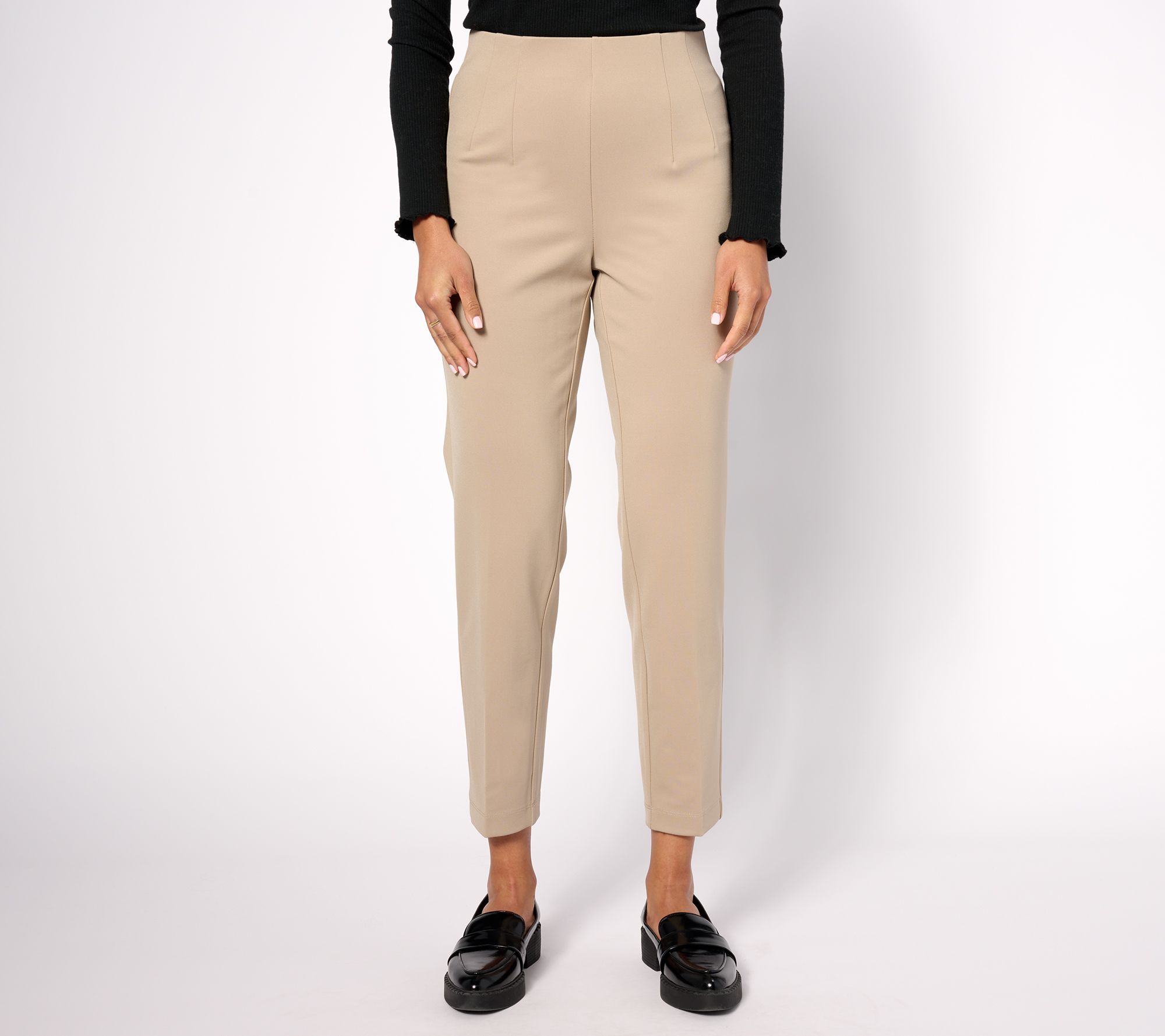 Isaac Mizrahi Live! Regular Crepe Ponte Slim Ankle Pants