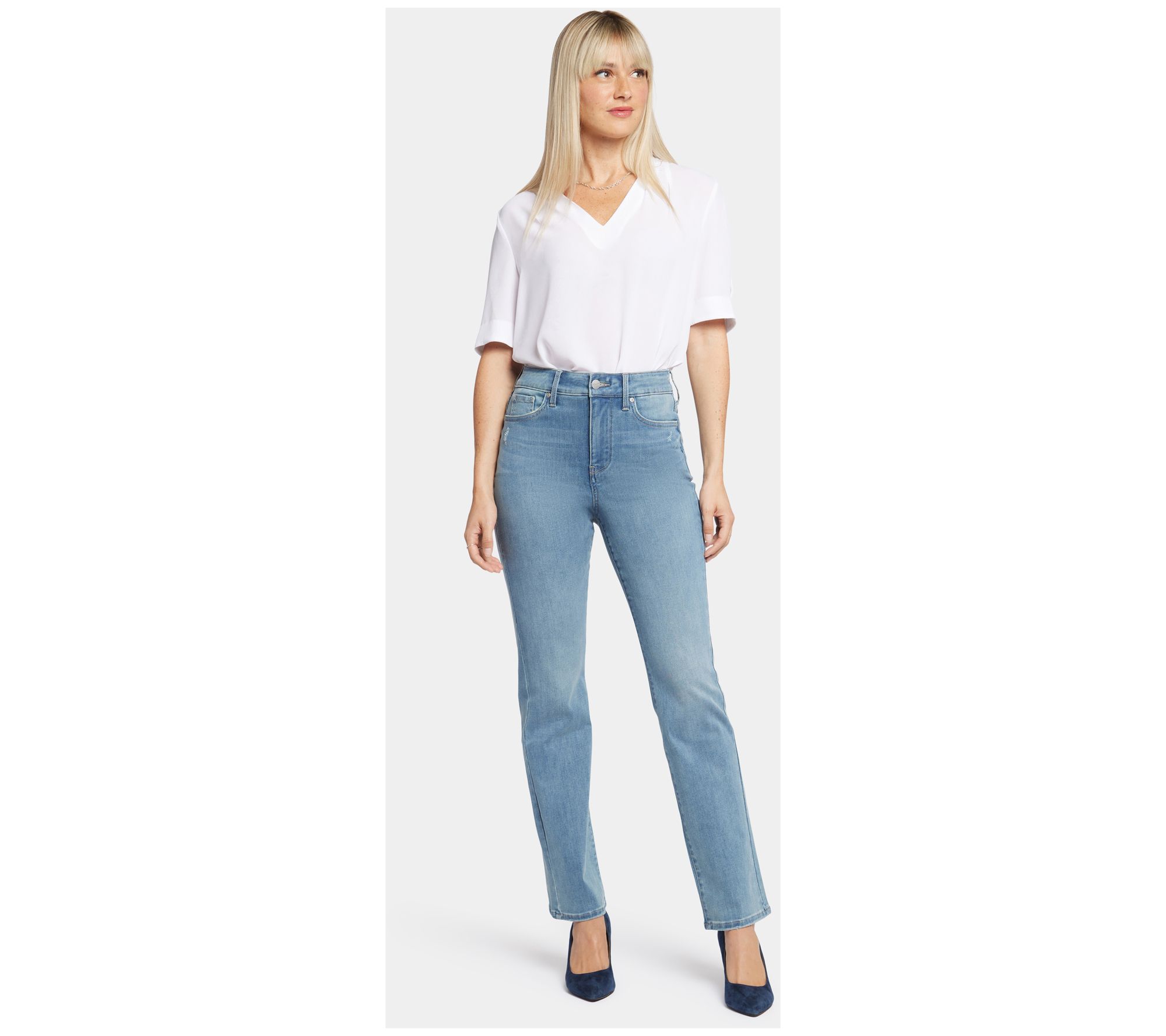 NYDJ Coated Denim Uplift Marilyn Straight Jeans- Eggplant - QVC.com