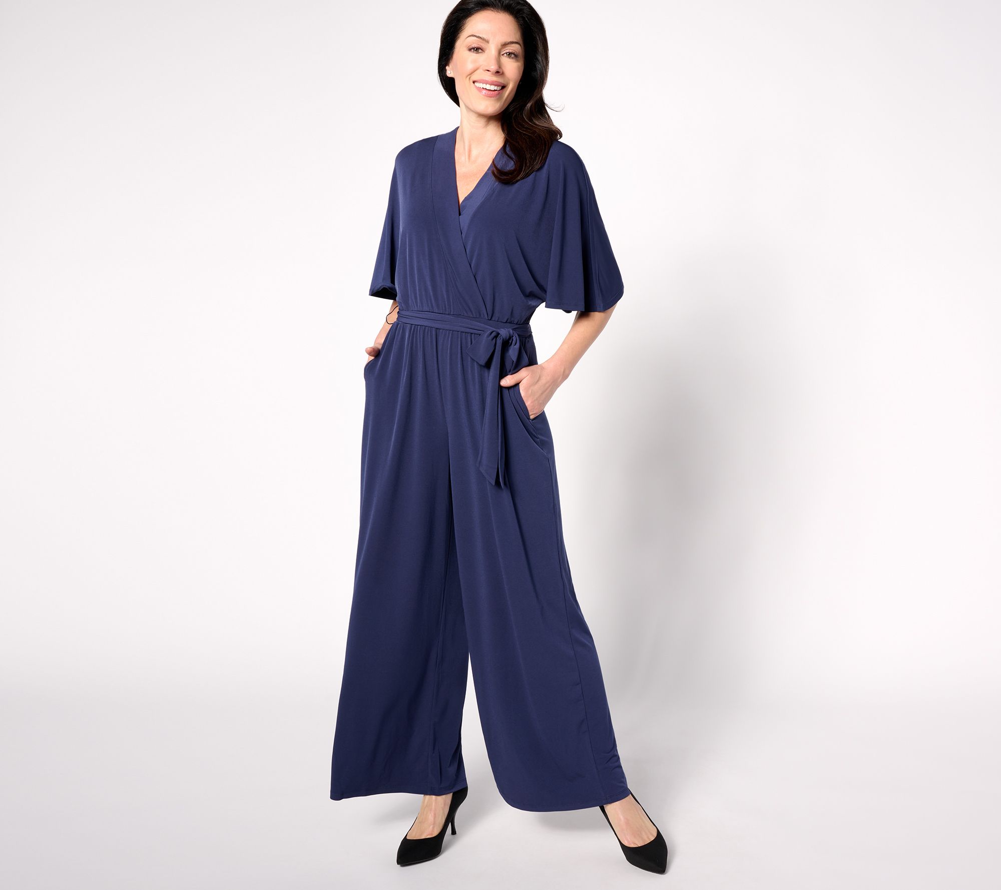 BEAUTIFUL by Lawrence Zarian The Garcelle Belted Jumpsuit - QVC.com