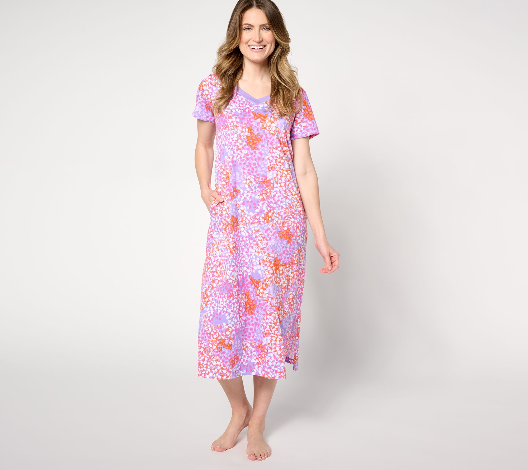 Carole Hochman Printed Cotton Jersey Maxi Gown