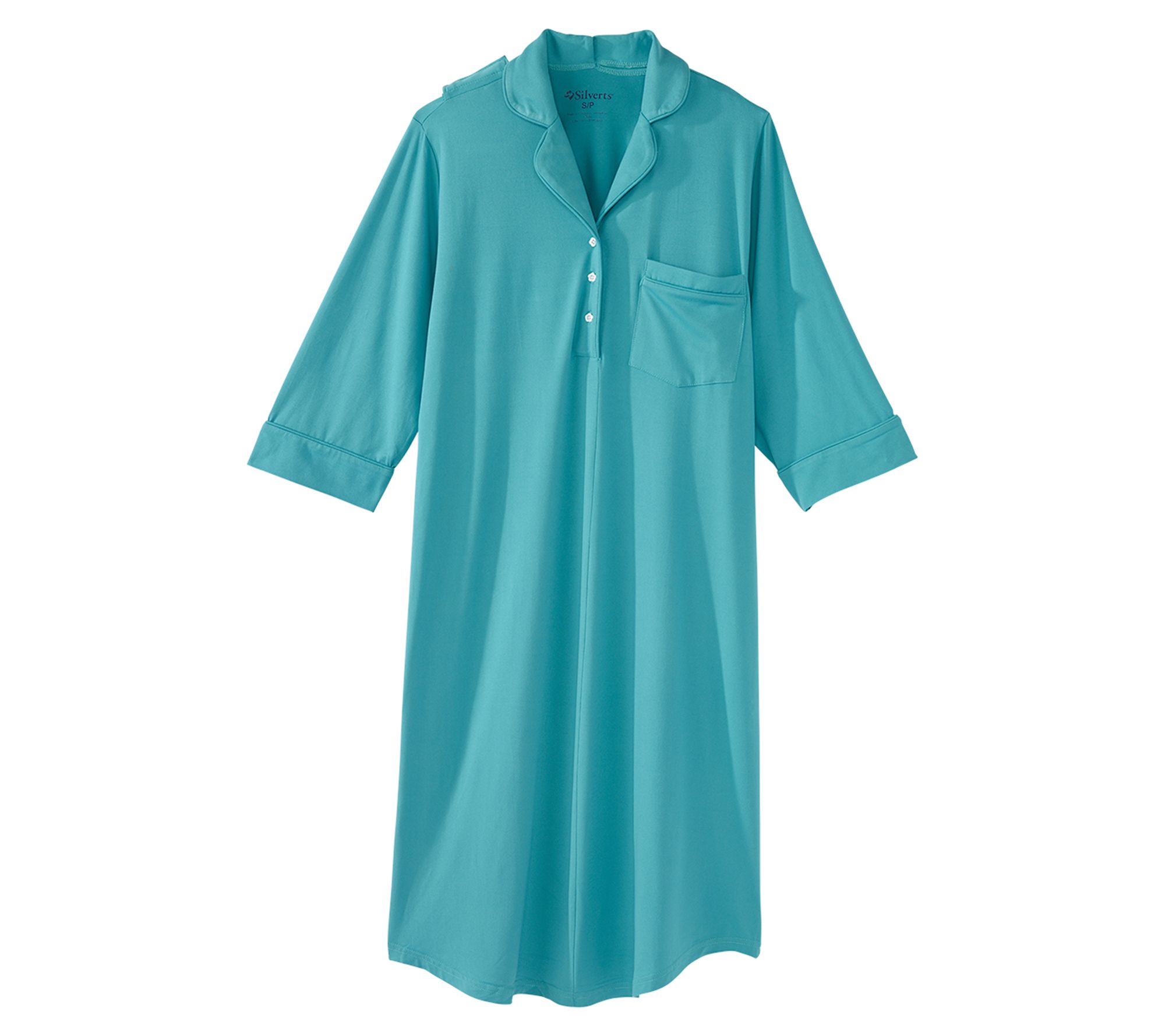 Silverts Women's Open Back Collared Nightgown