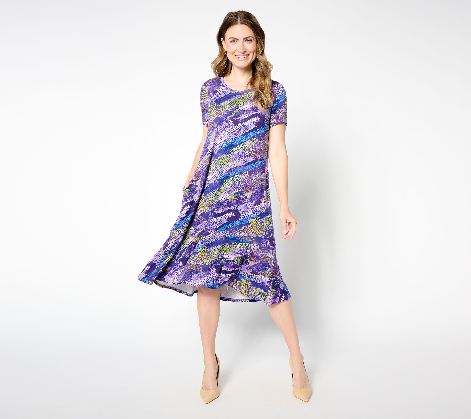 LOGO by Lori Goldstein Regular Rayon 230 Hi-Low Hem Dress
