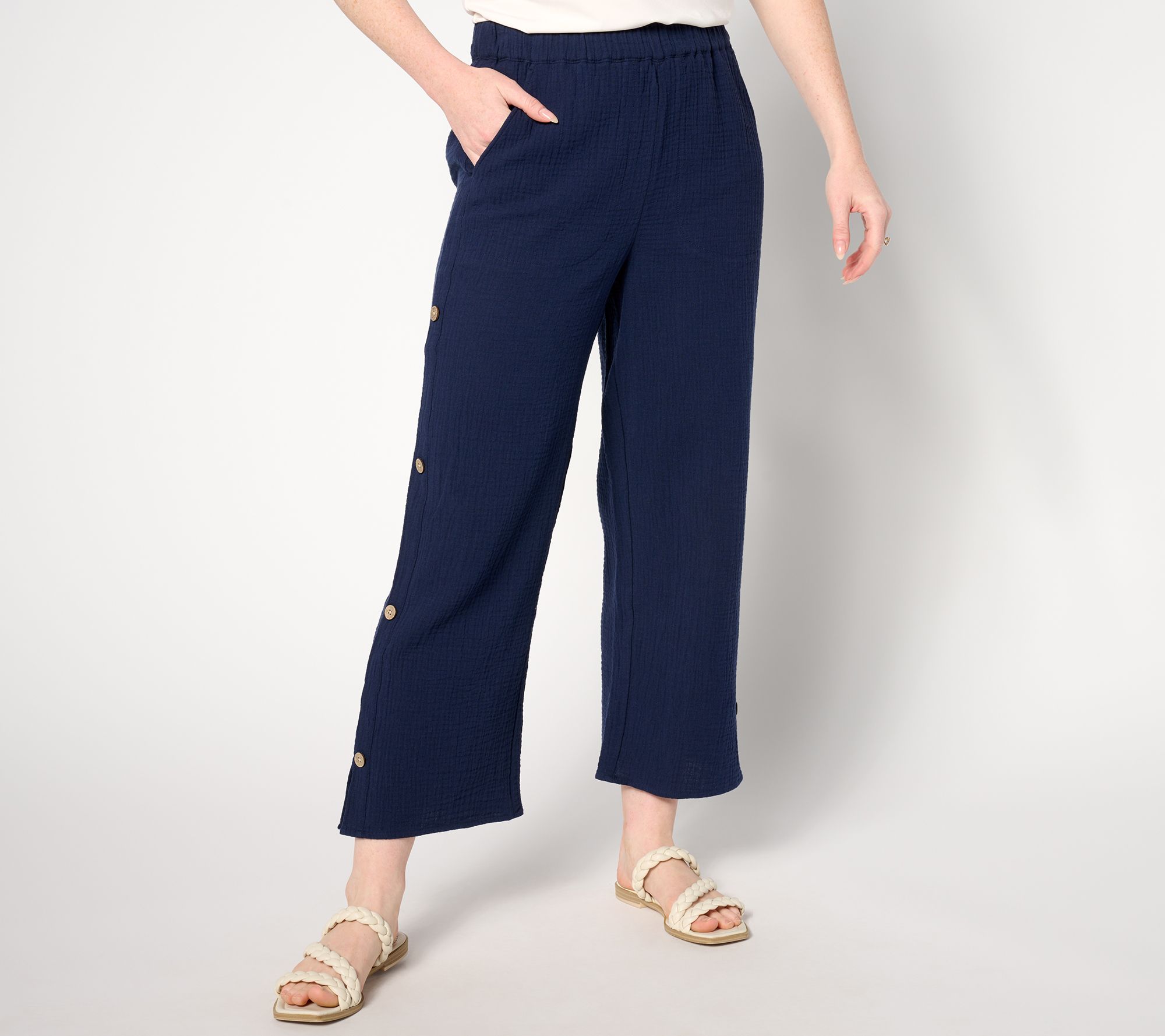 Denim & Co. Beach Tall Gauze Crop Pant