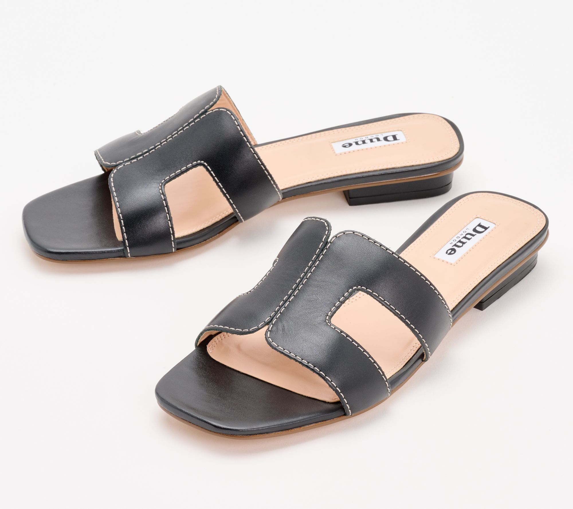 "As Is" Dune London Leather Smart Slider Sandals - Loupe