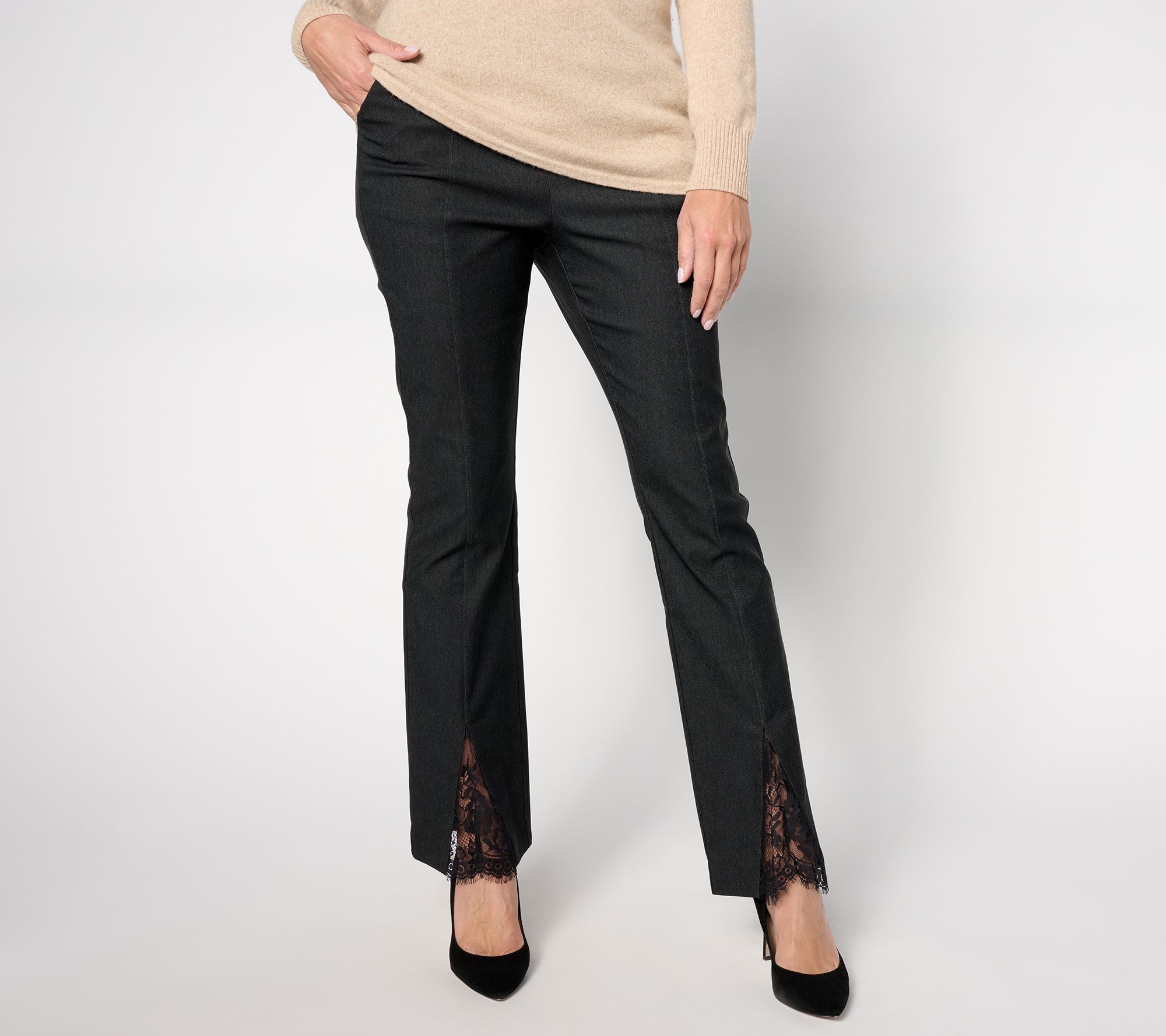 "As Is" Isaac Mizrahi Live! Regular Stretch Woven Baby Boot Cut Pants