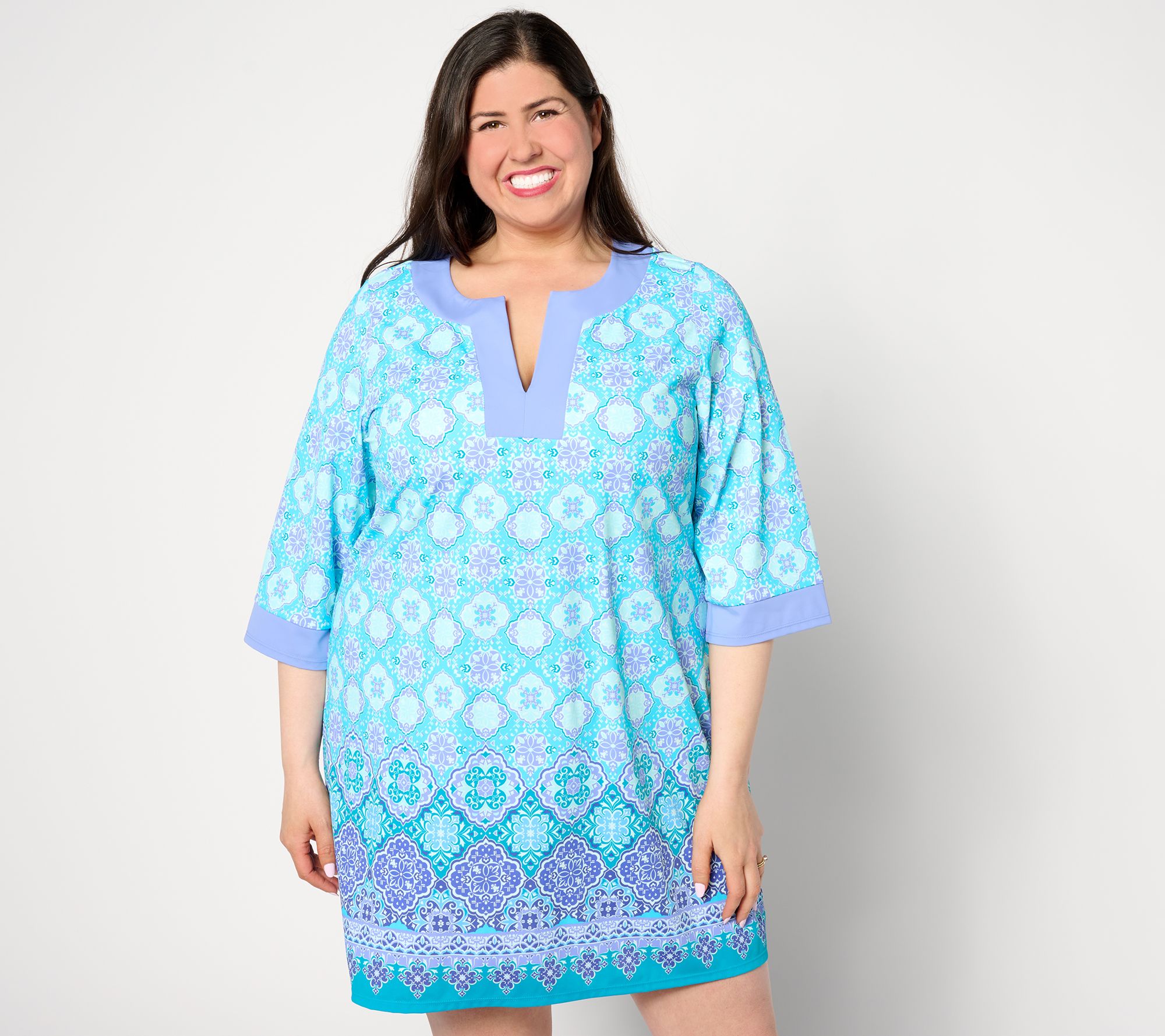 "As Is" Isaac Mizrahi Live! Bridgehampton Printed Swim Cover Up Dress