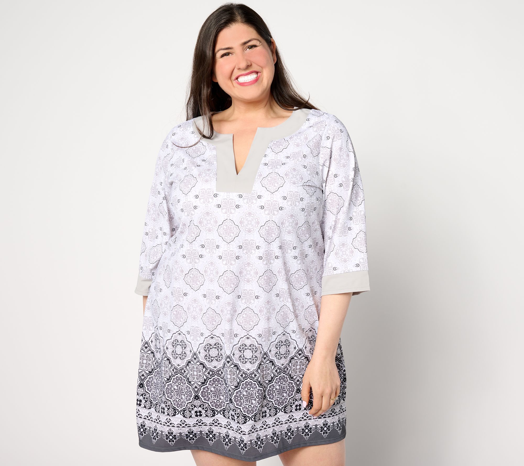 "As Is" Isaac Mizrahi Live! Bridgehampton Printed Swim Cover Up Dress
