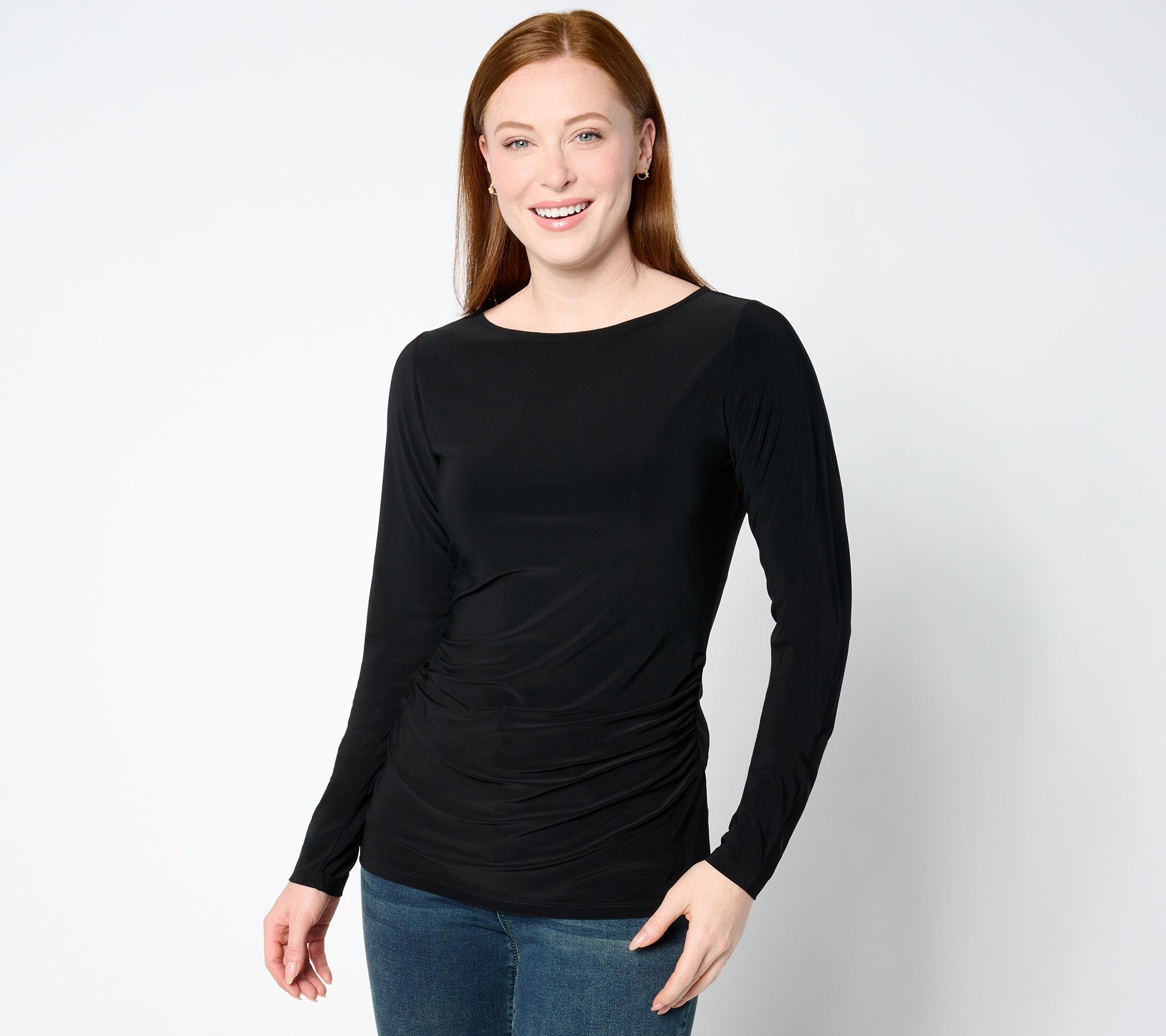 Dennis Basso Italia Knit Top with Shirring Detail