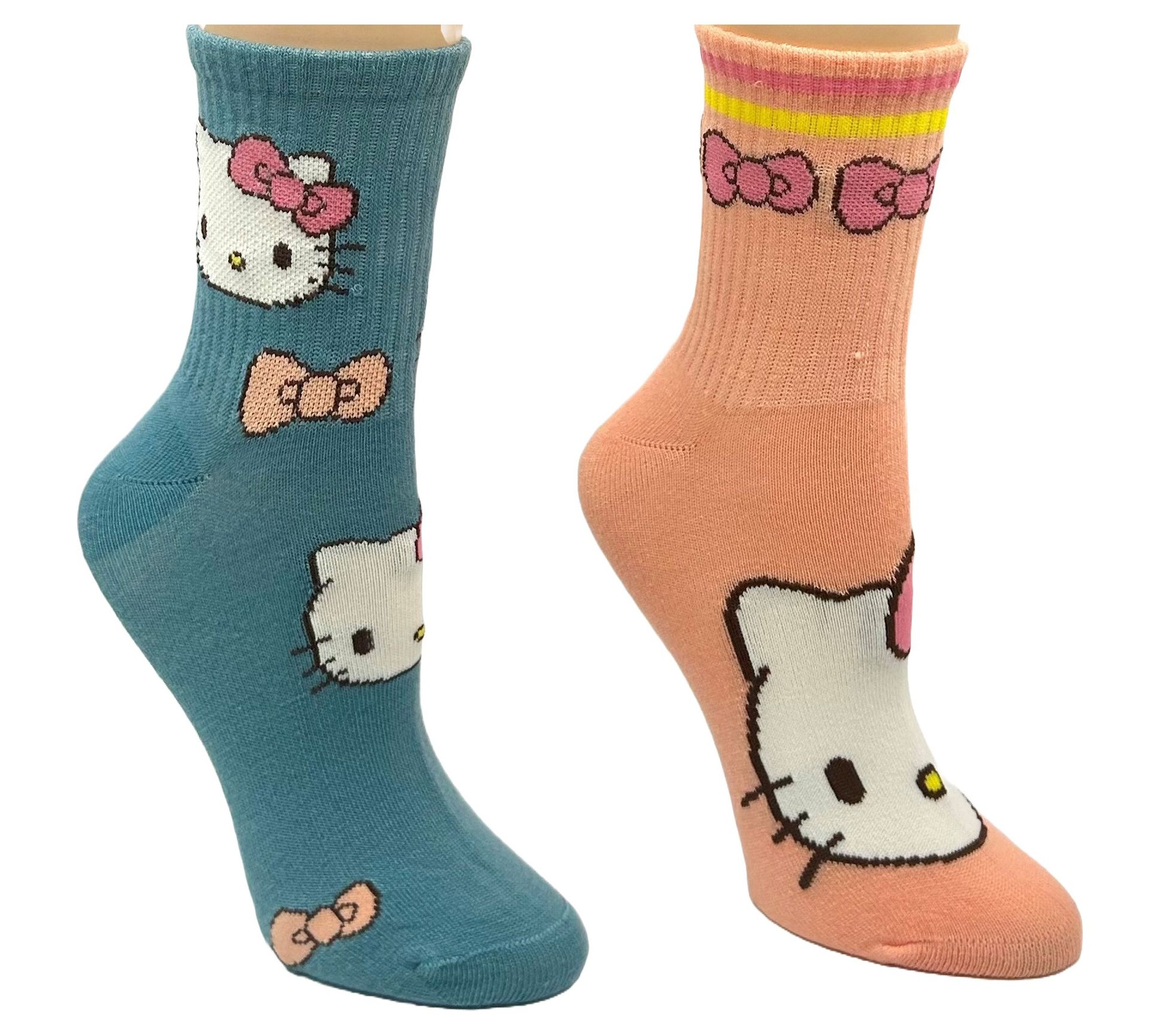 Hello Kitty Ladies' Ribbed MidCrew Sock Set 2 Pair