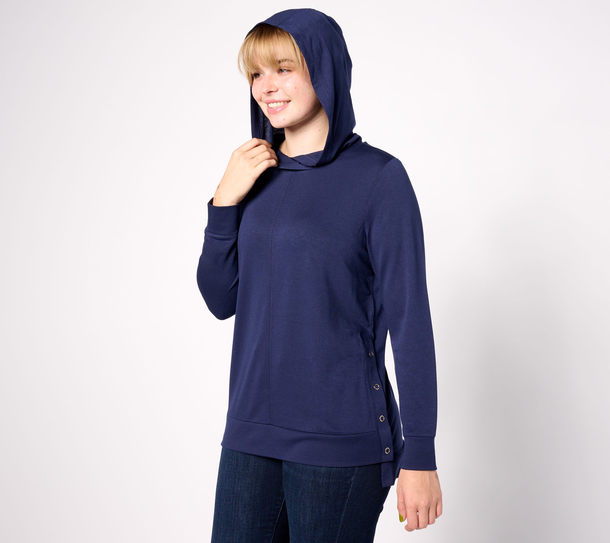 "As Is" Belle Body by Kim Gravel French Terry Hooded Side Snap Top