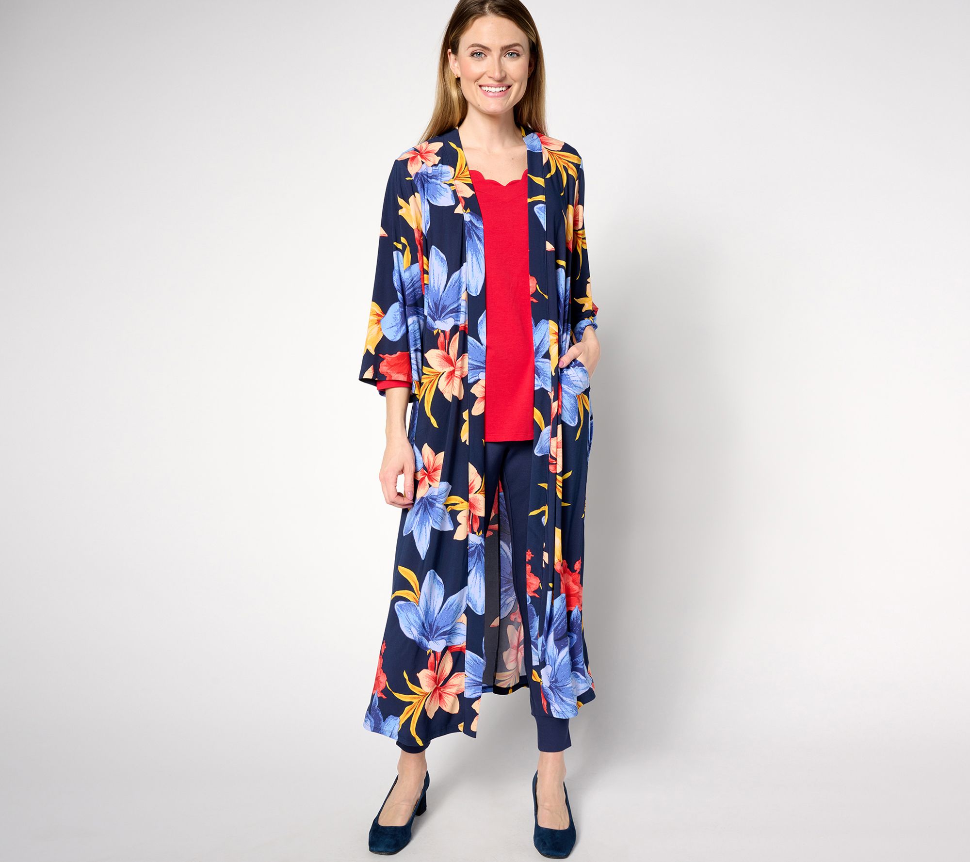 "As Is" Attitudes by Renee Como Jersey Petite Printed Duster