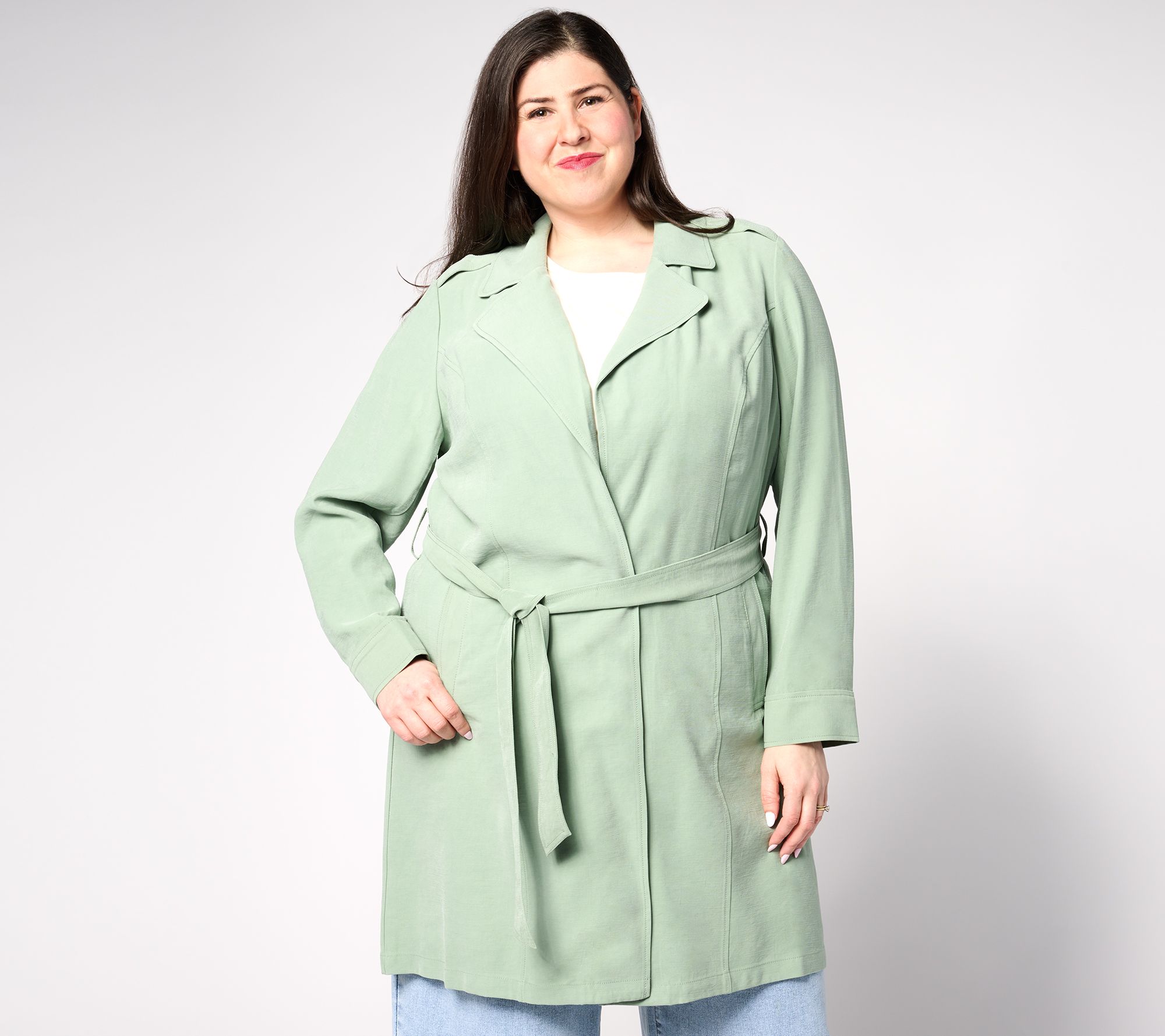 "As Is" BEAUTIFUL by Lawrence Zarian Petite Drapey Trench Coat