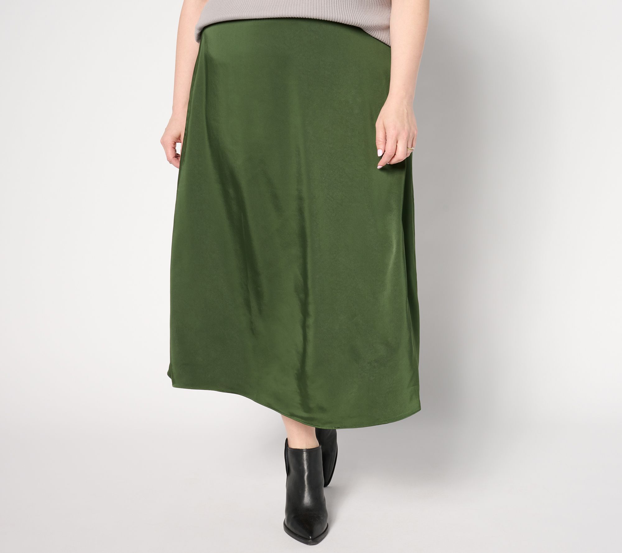 Me by Jennie Garth Regular Brookline Satin Midi Skirt - QVC.com