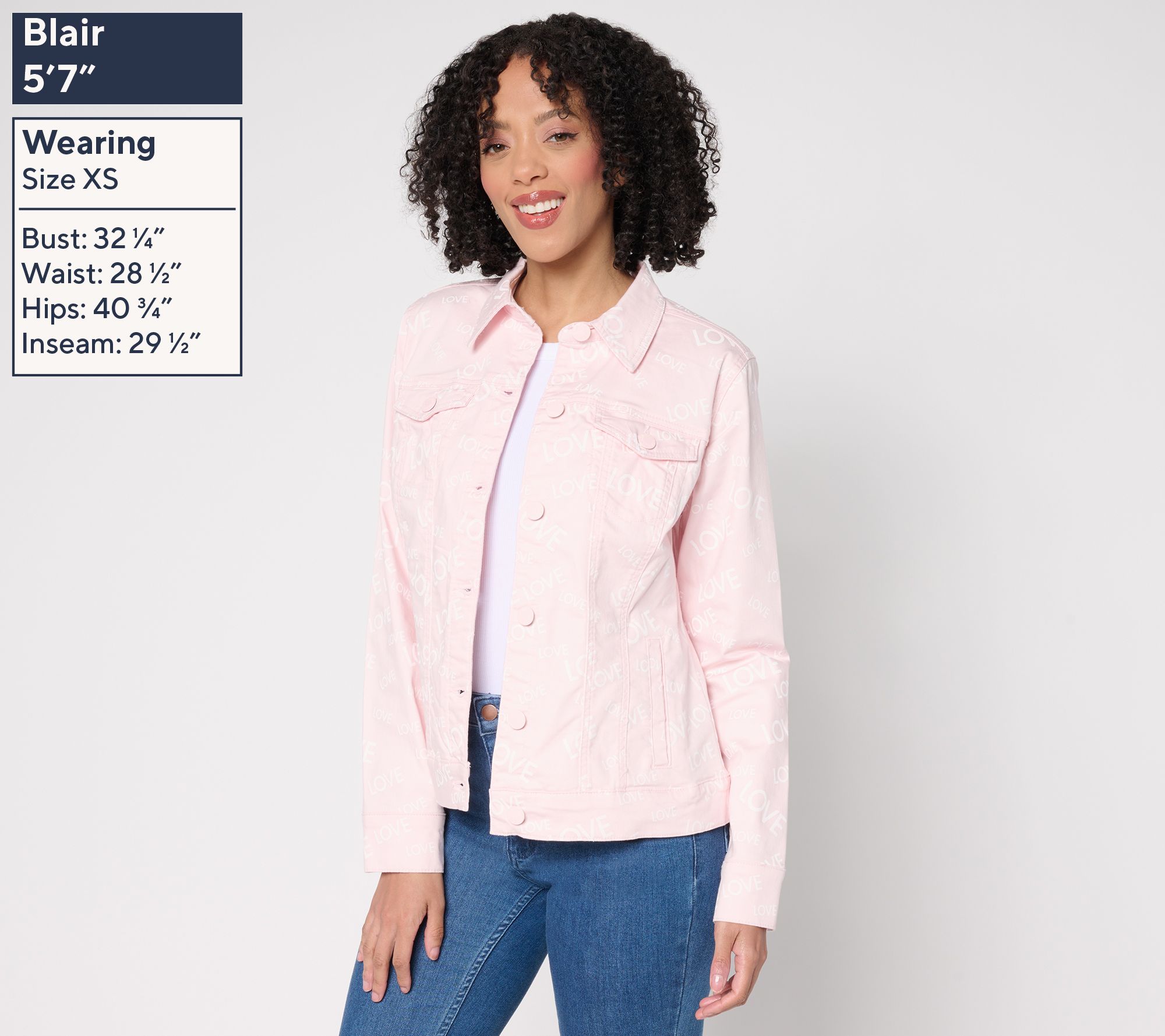 Belle by Kim Gravel Love Is in the Air Printed Jean Jacket - QVC.com