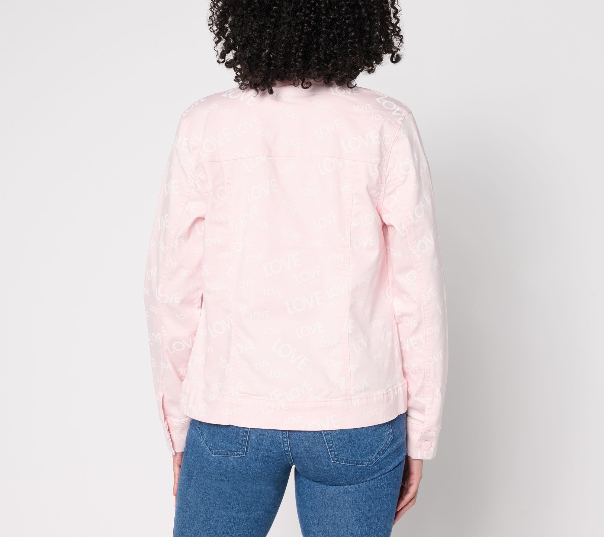 Belle by Kim Gravel Love Is in the Air Printed Jean Jacket