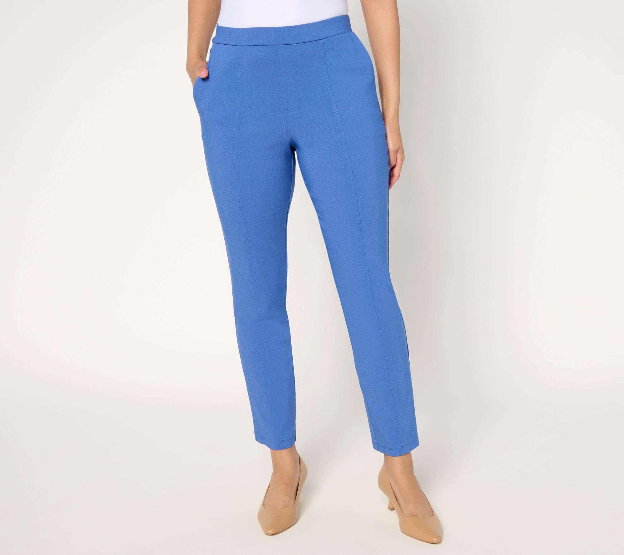 Susan Graver Petite Uptown Stretch Slim-Leg Ankle Pants