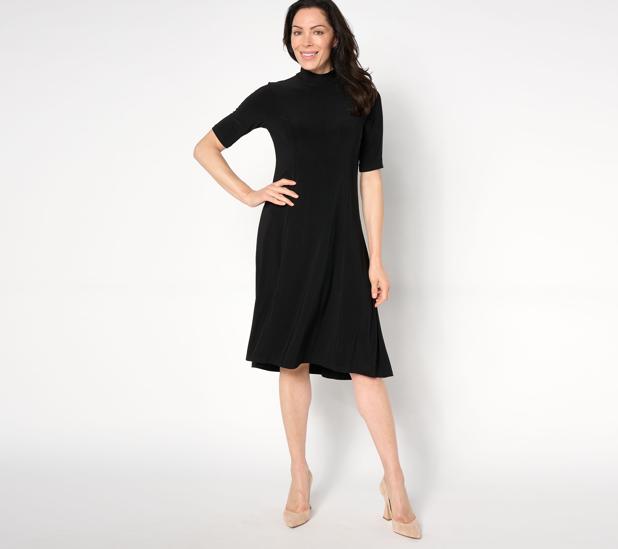 "As Is" Dennis Basso Petite Italia Knit Dress with Elbow Sleeves
