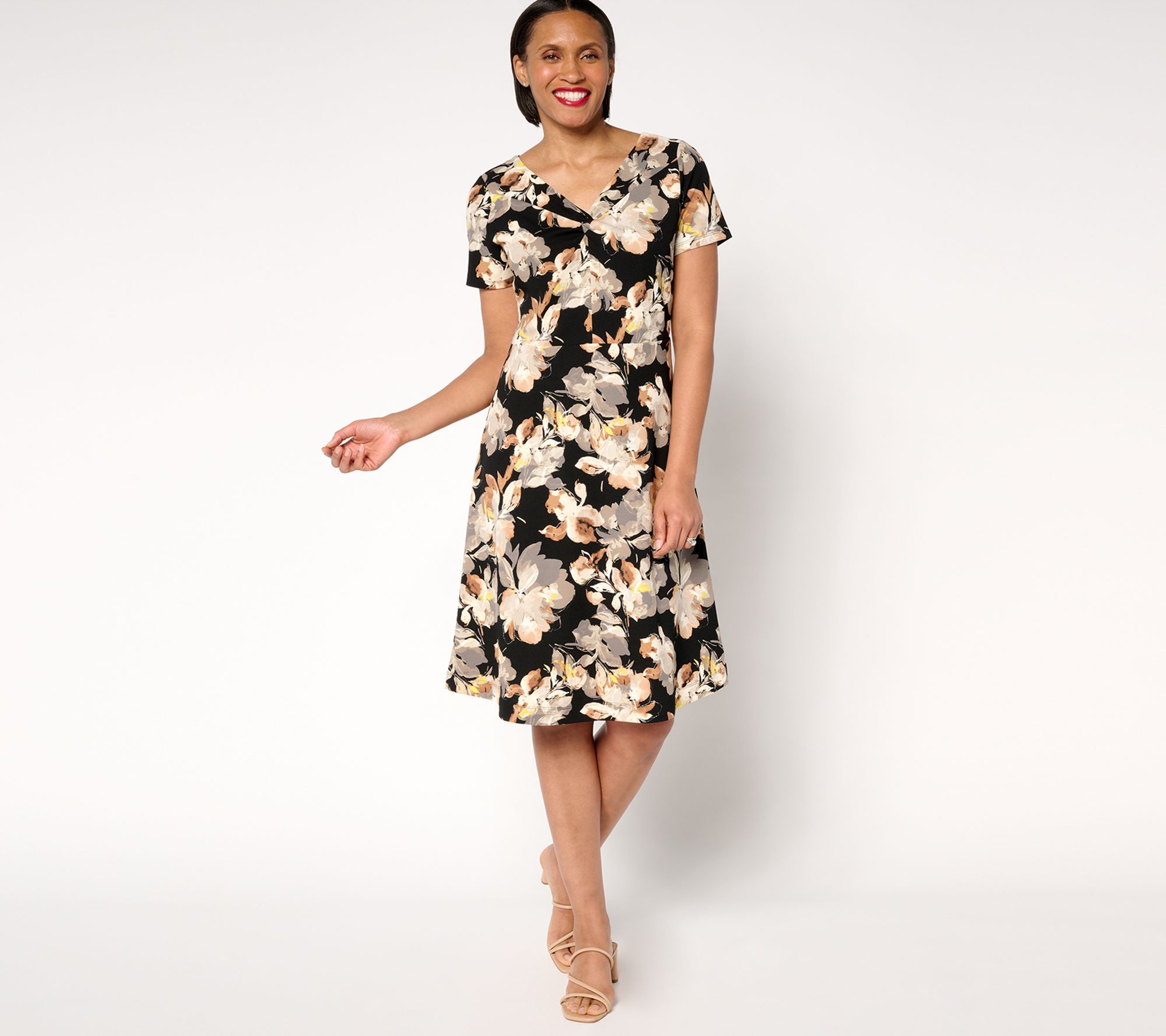 Isaac Mizrahi Live! Regular Scuba Crepe Twist Front Dress