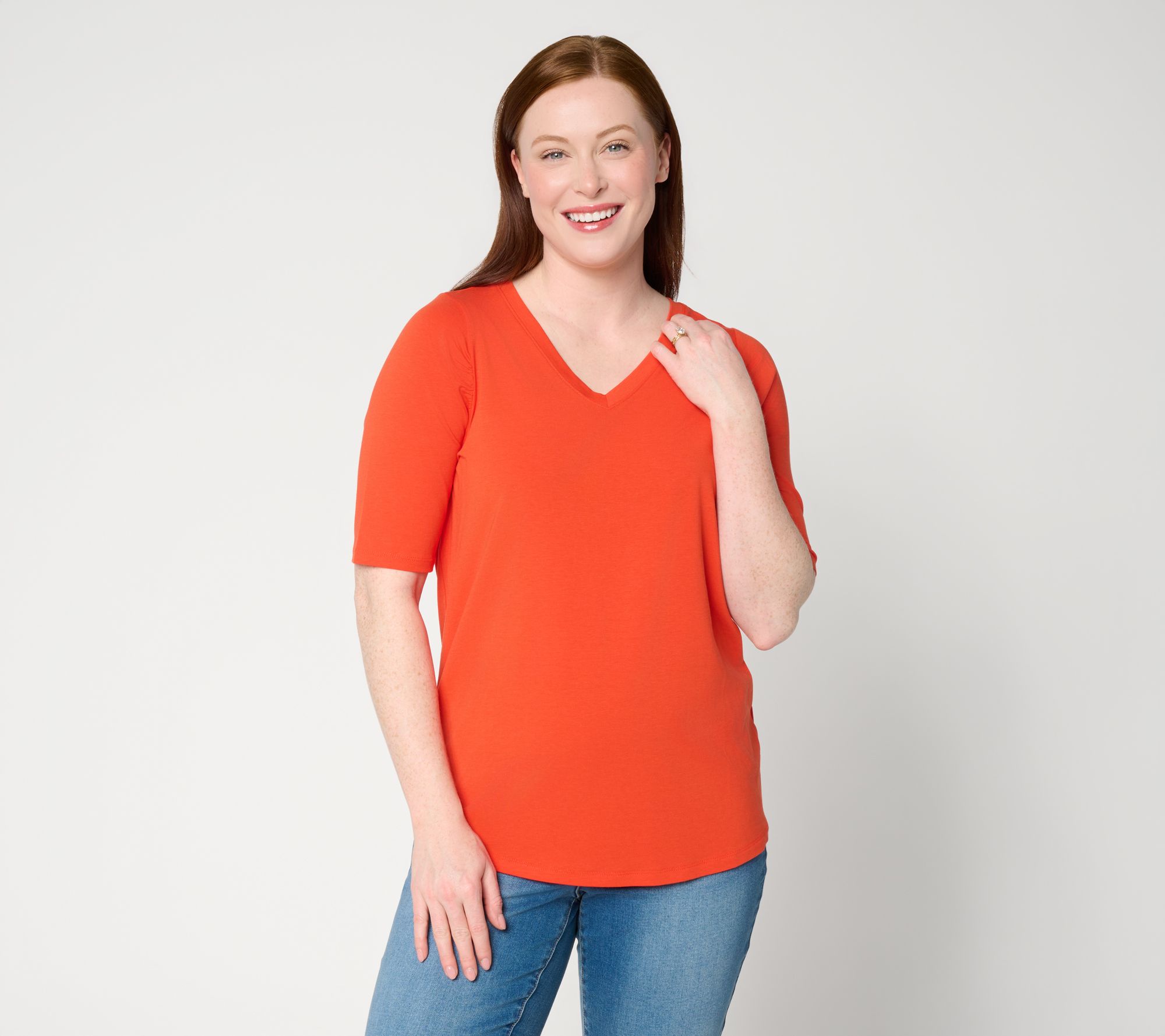 AnyBody Cozy Knit Elbow Puff Sleeve Knit Top