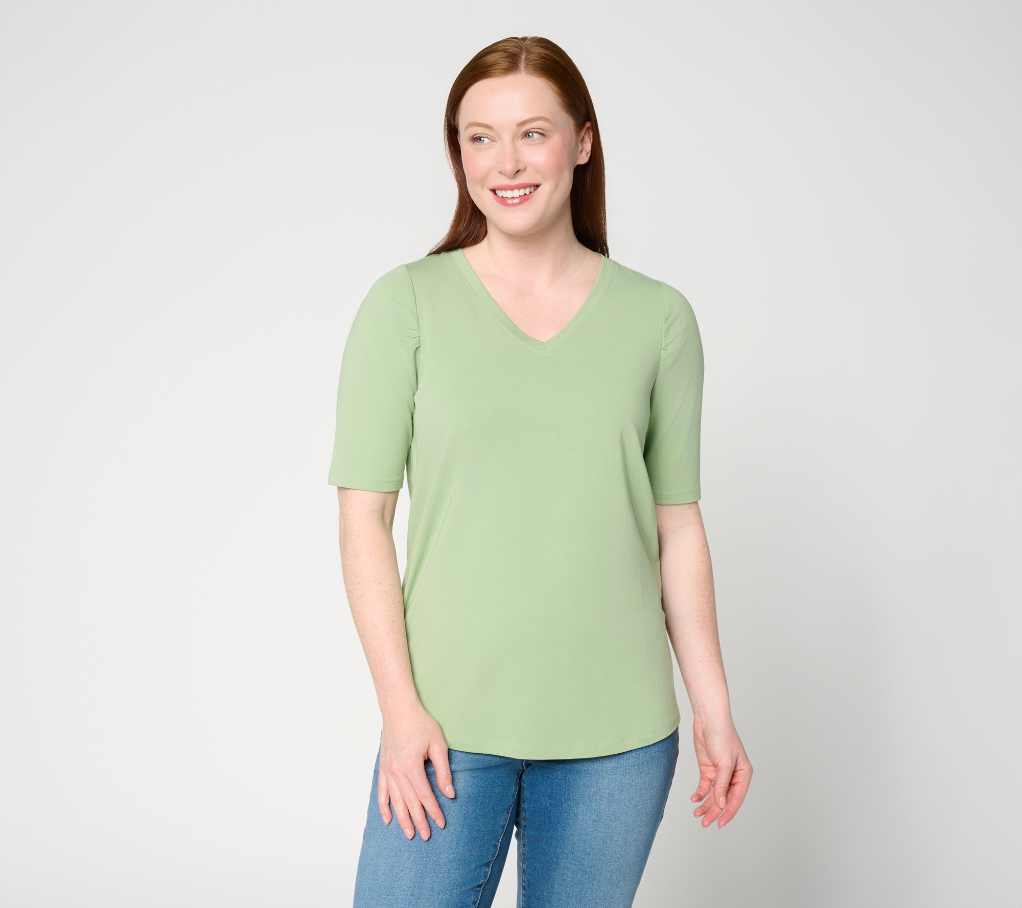 AnyBody Cozy Knit Elbow Puff Sleeve Knit Top