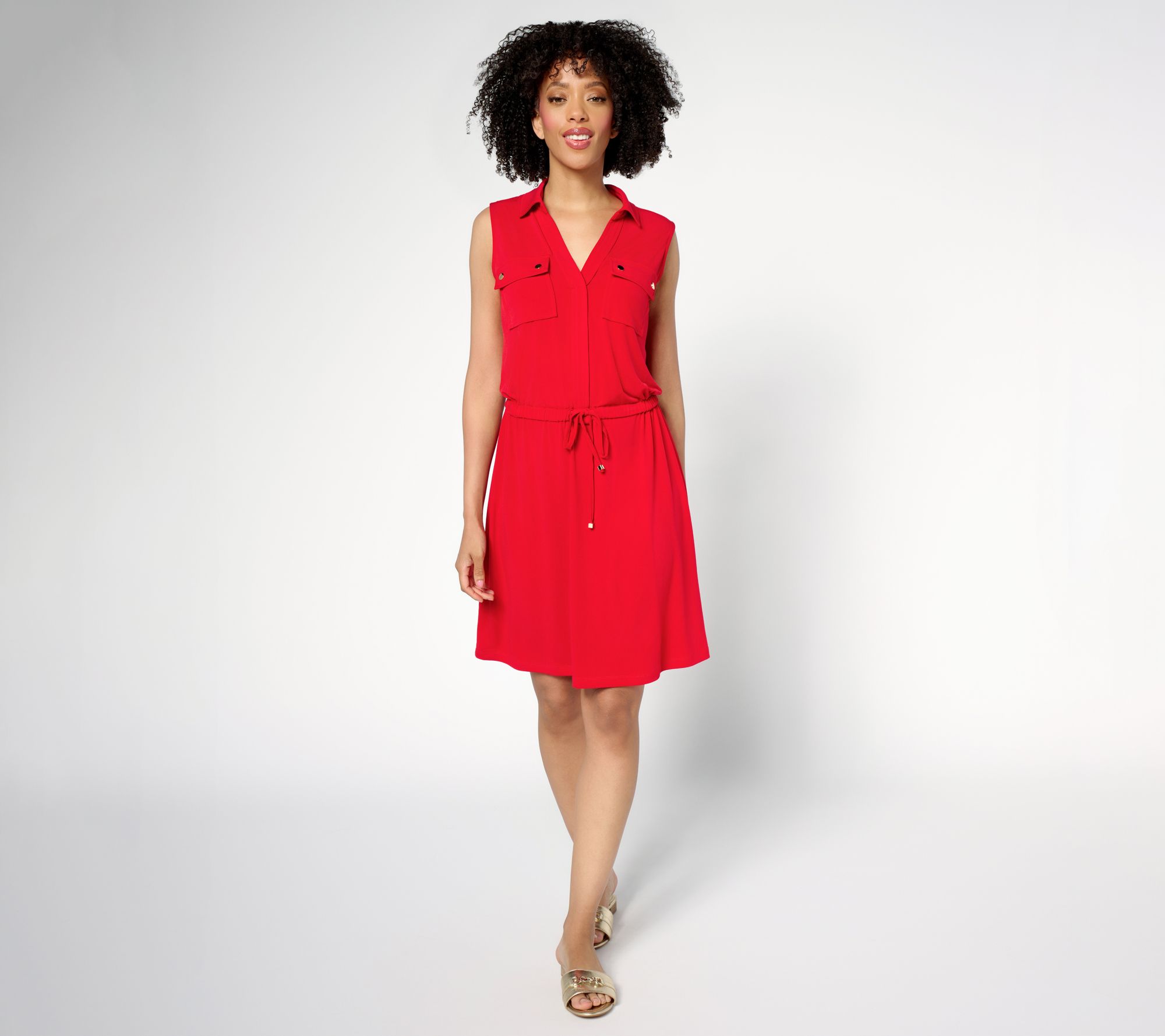 Susan Graver Every Day Tall Liquid Knit Drawstring Waist Dress