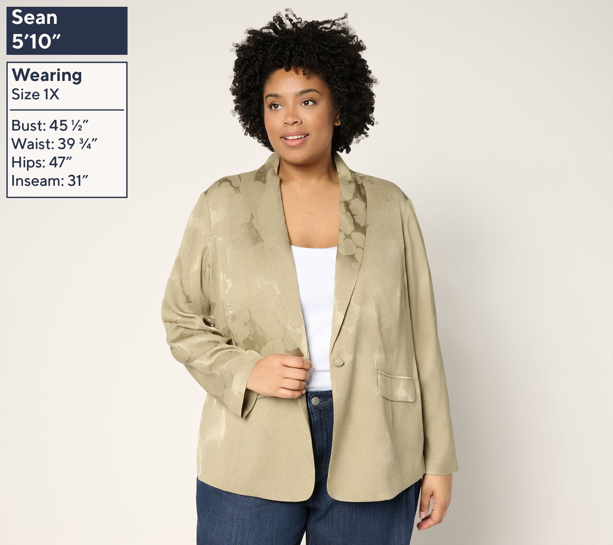 LOGO by Lori Goldstein Button Front Shawl Collar Jacquard