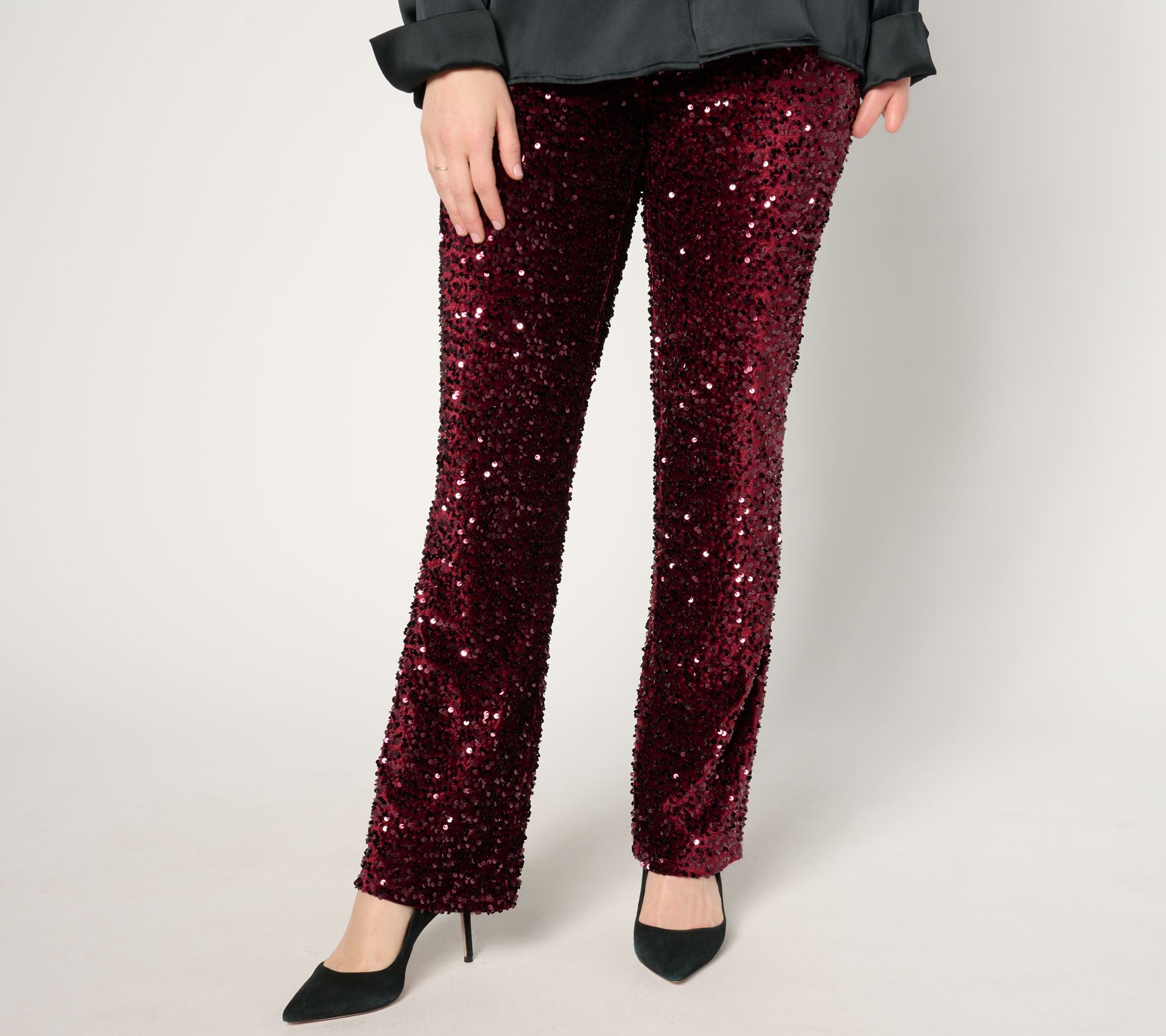 "As Is" Jingle Belles by Kim Gravel Regular Sequin Velvet Pant