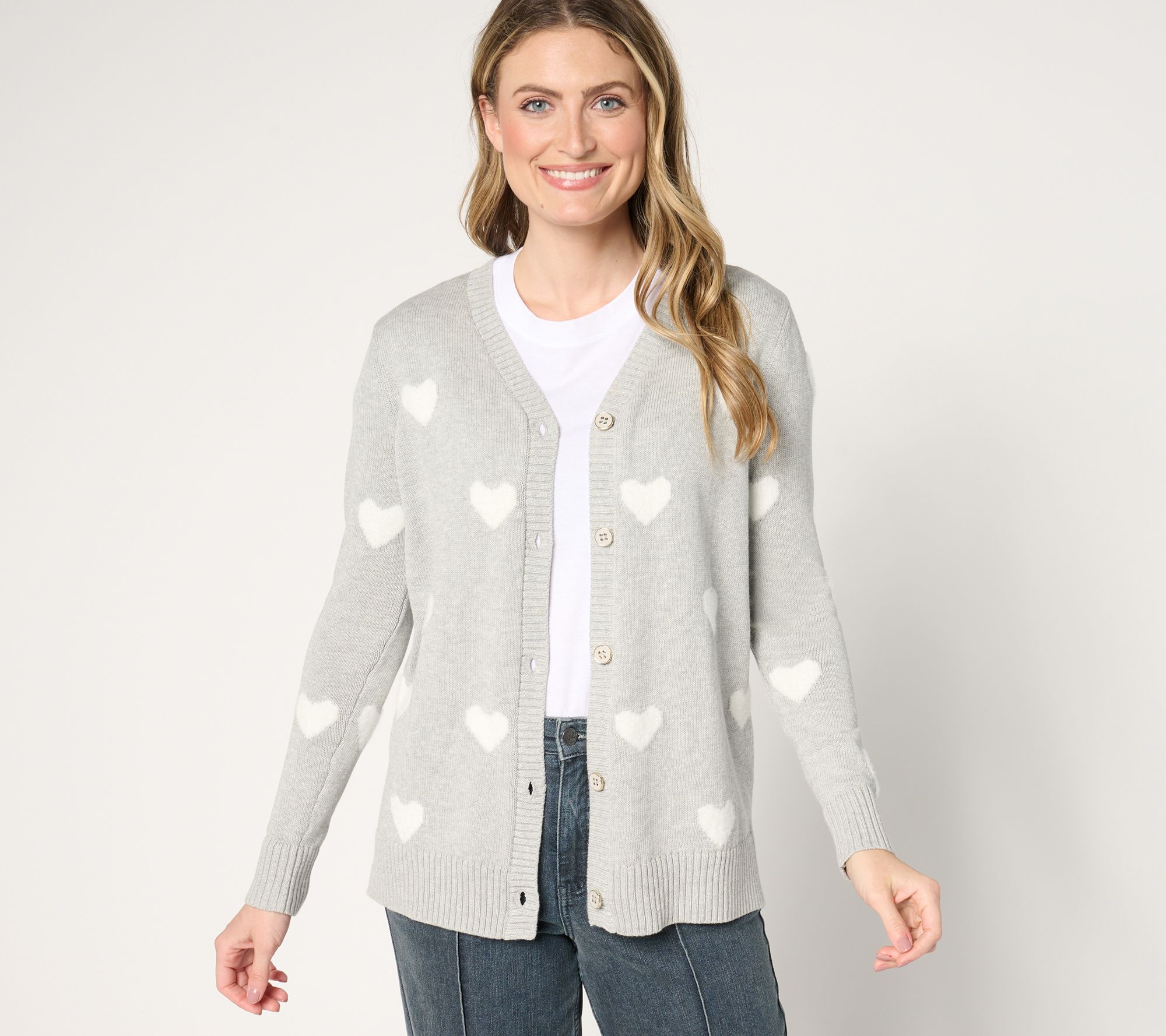 "As Is" Belle by Kim Gravel Falling in Love Fuzzy Heart Cardigan