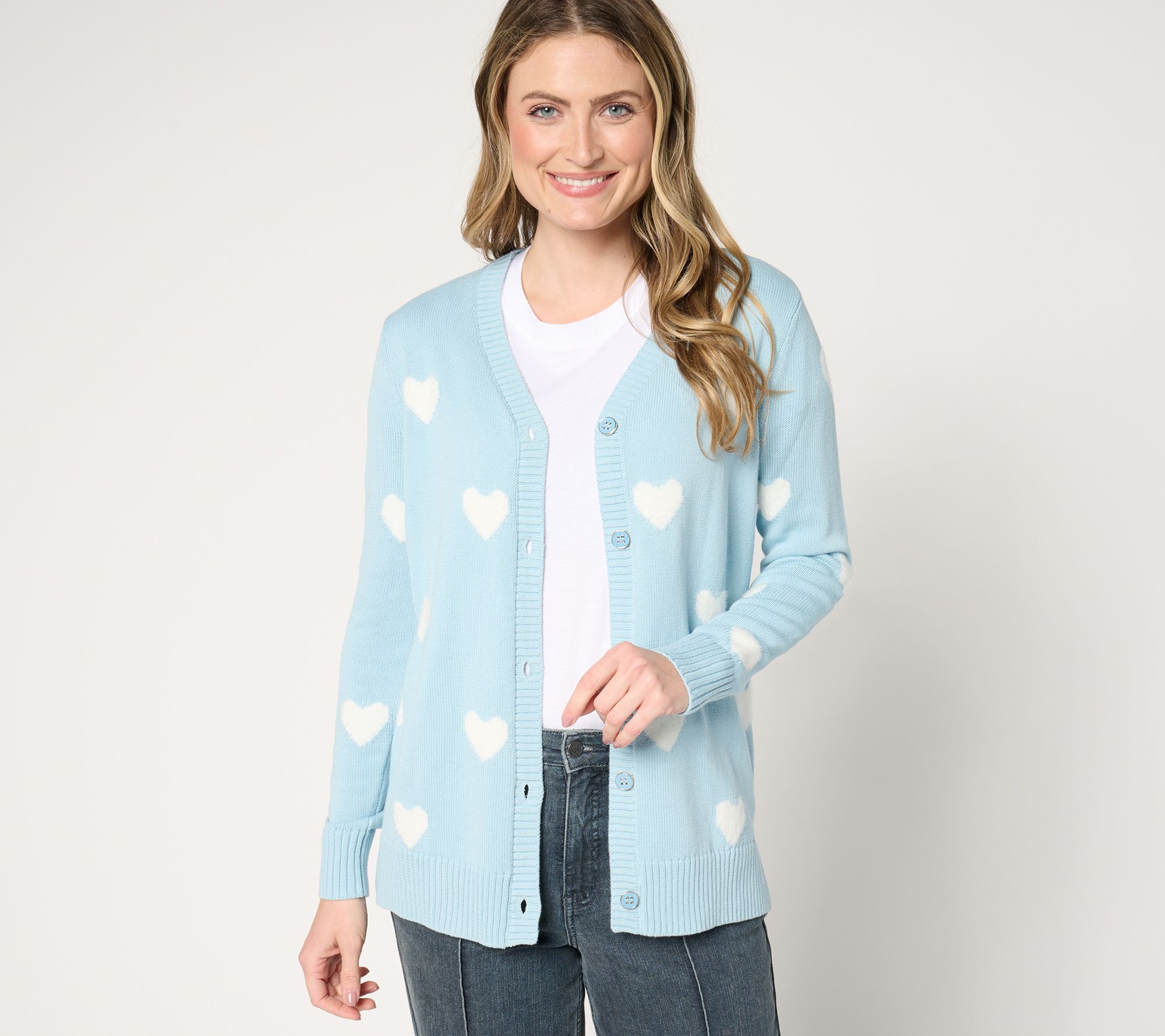 "As Is" Belle by Kim Gravel Falling in Love Fuzzy Heart Cardigan