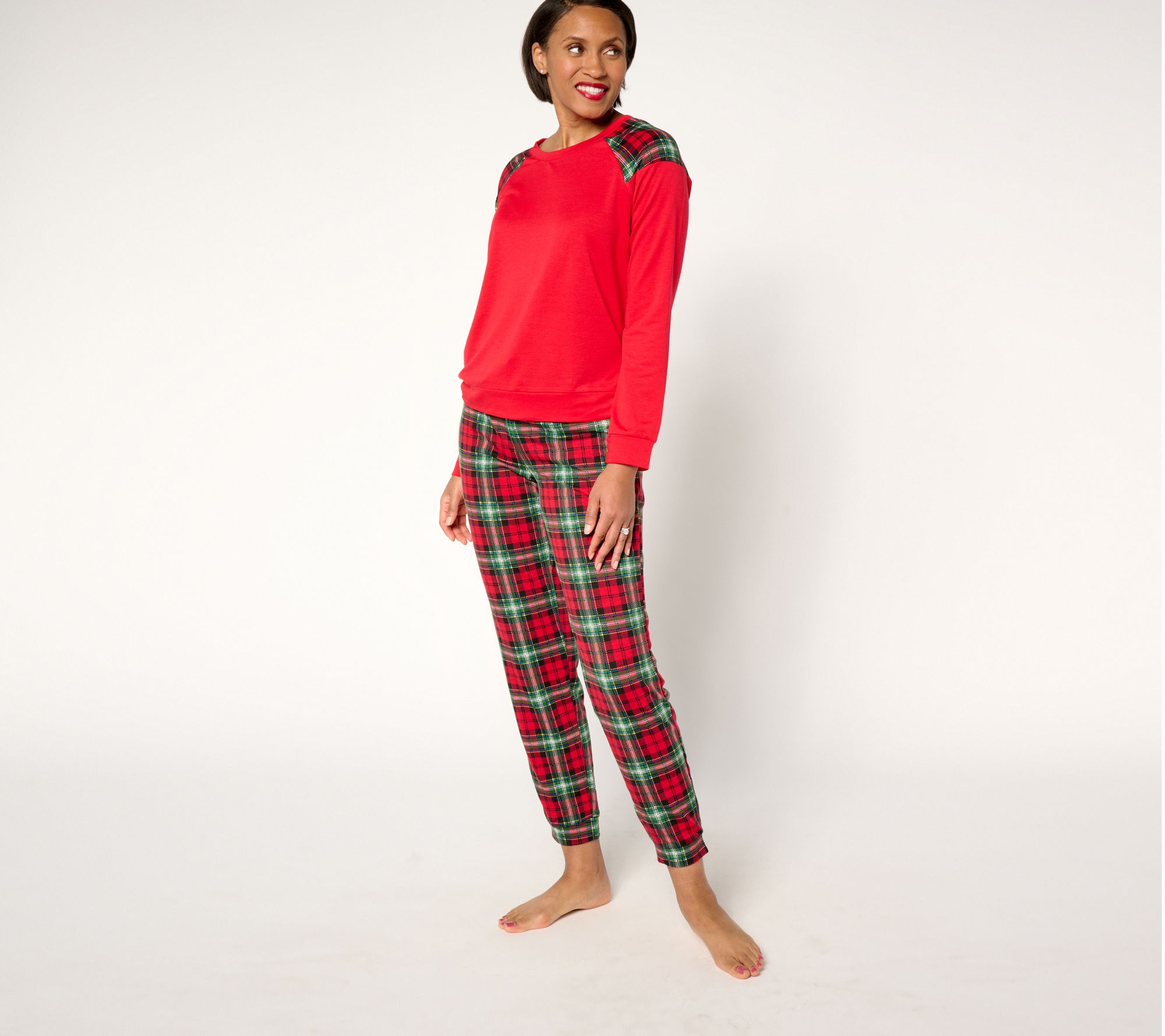 "As Is" MUK LUKS French Terry Crew and Jogger Lounge Set