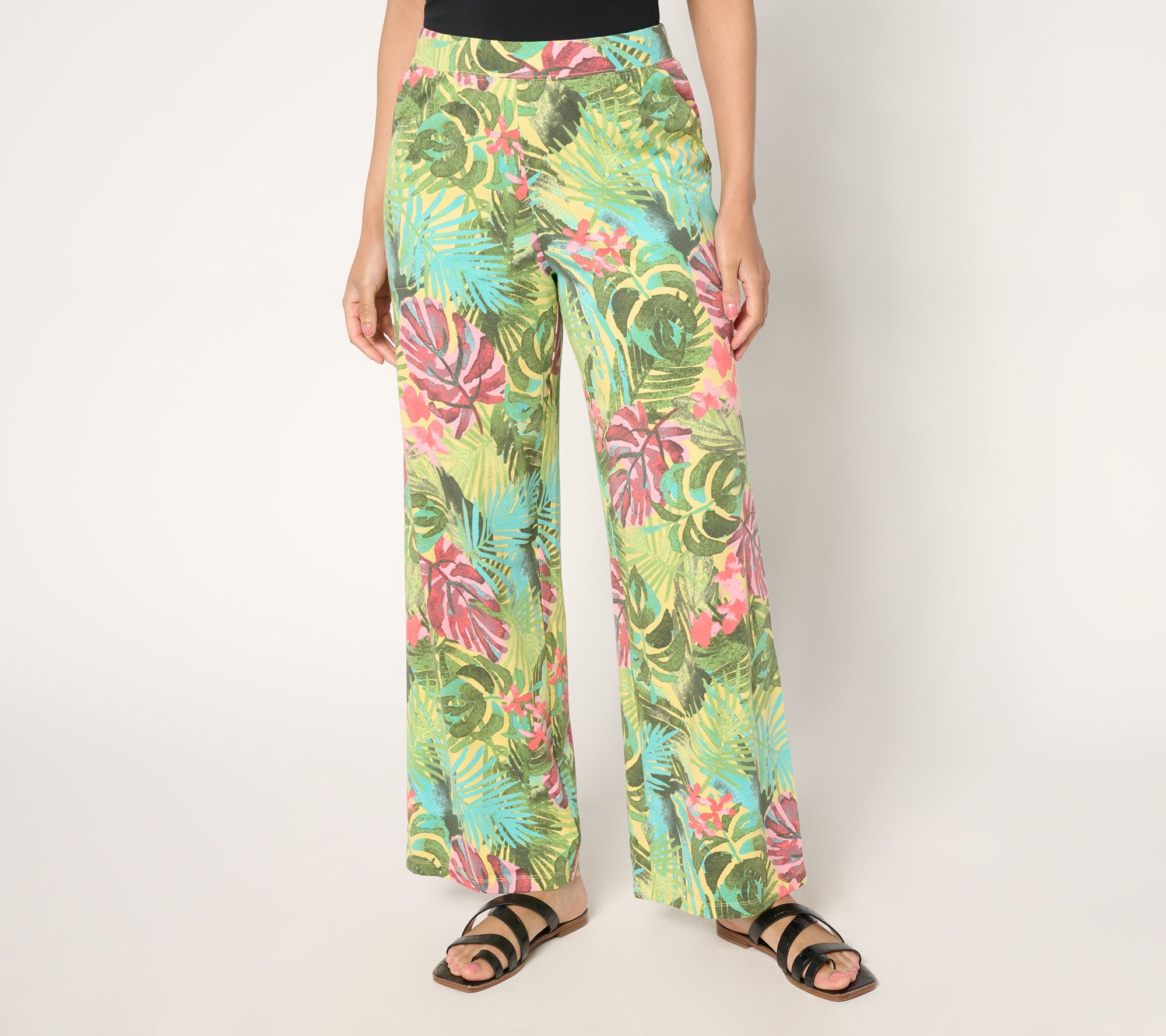 "As Is" Denim & Co. Beach Jersey Tall Full Length Wide Leg Pant