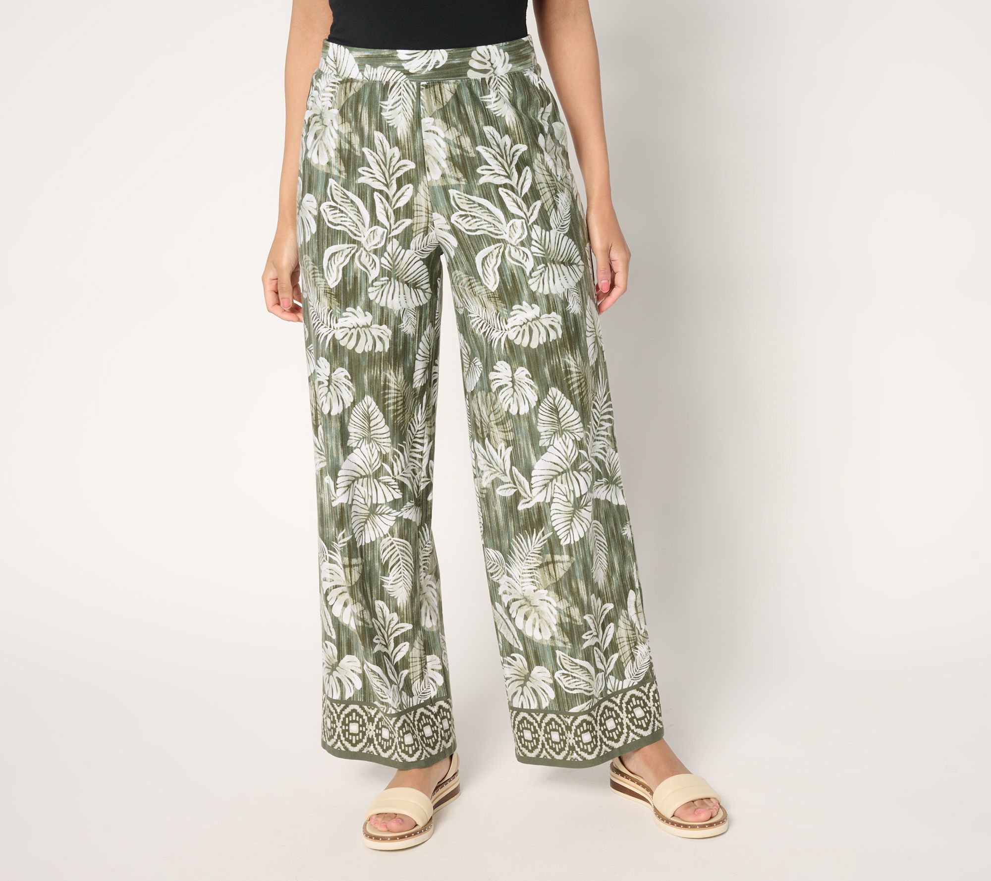 "As Is" Denim & Co. Beach Jersey Tall Full Length Wide Leg Pant