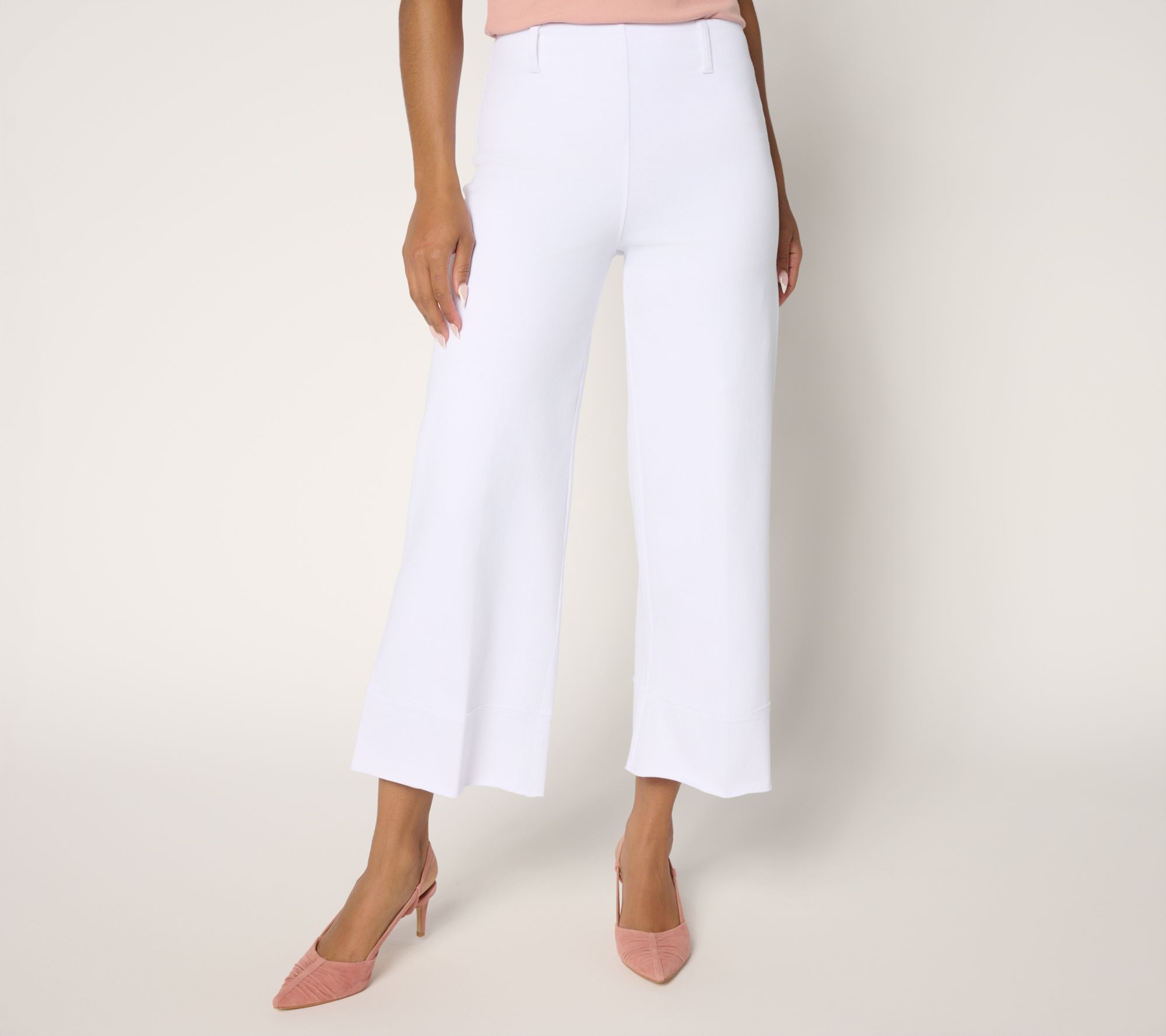 Lysse New York Margo Knit Denim Hi-Waist Wide-Leg Crop Jeans