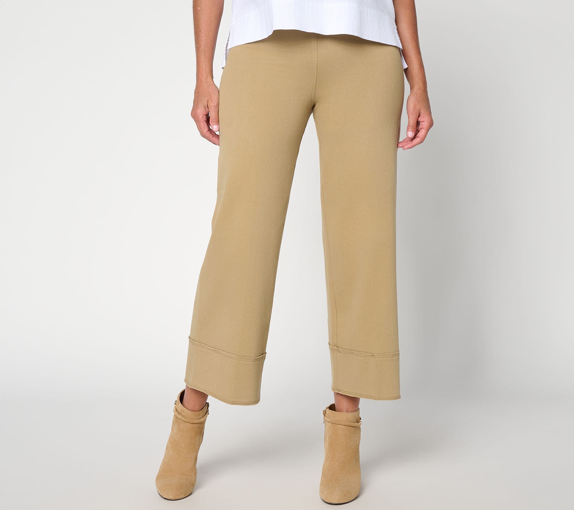 Lysse New York Margo Knit Denim Hi-Waist Wide-Leg Crop Jeans