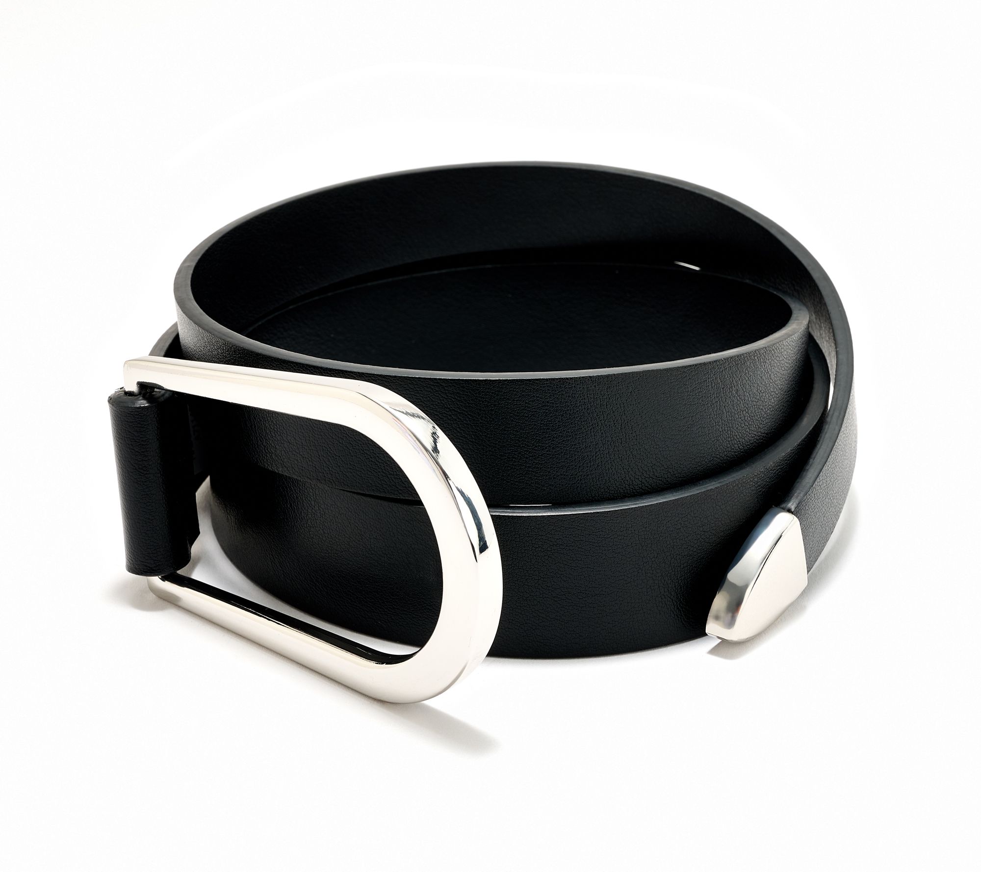 Susan Graver Faux Leather Belt with Oversized Metal Loop