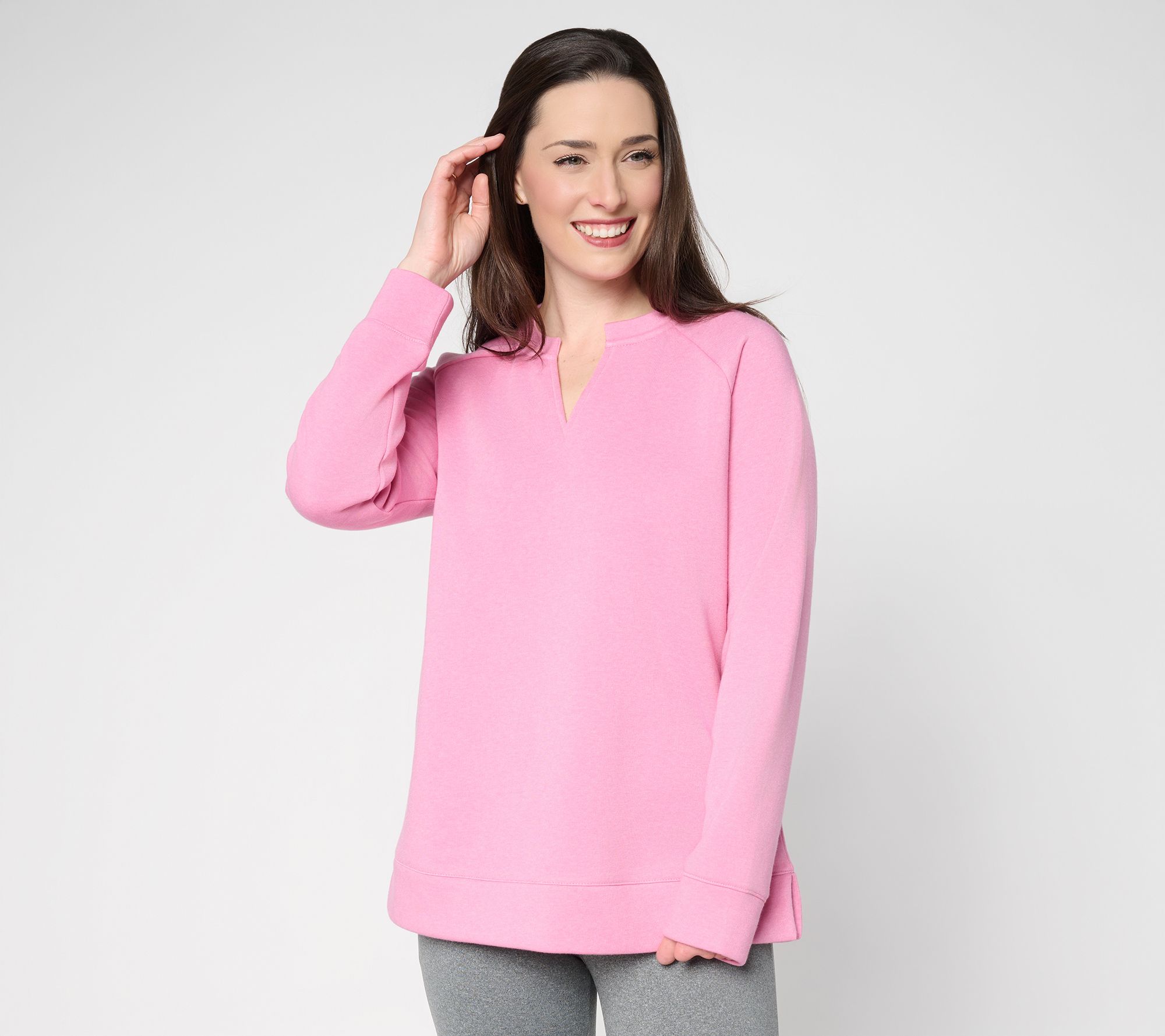 Belle by Kim Gravel Sponge Fleece Split Neck Sweatshirt