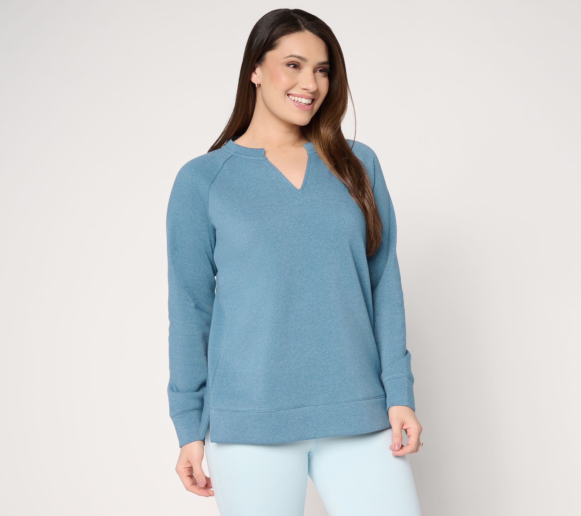 Belle by Kim Gravel Sponge Fleece Split Neck Sweatshirt
