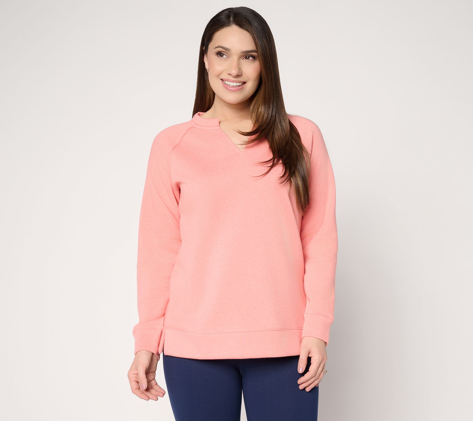 Belle by Kim Gravel Sponge Fleece Split Neck Sweatshirt