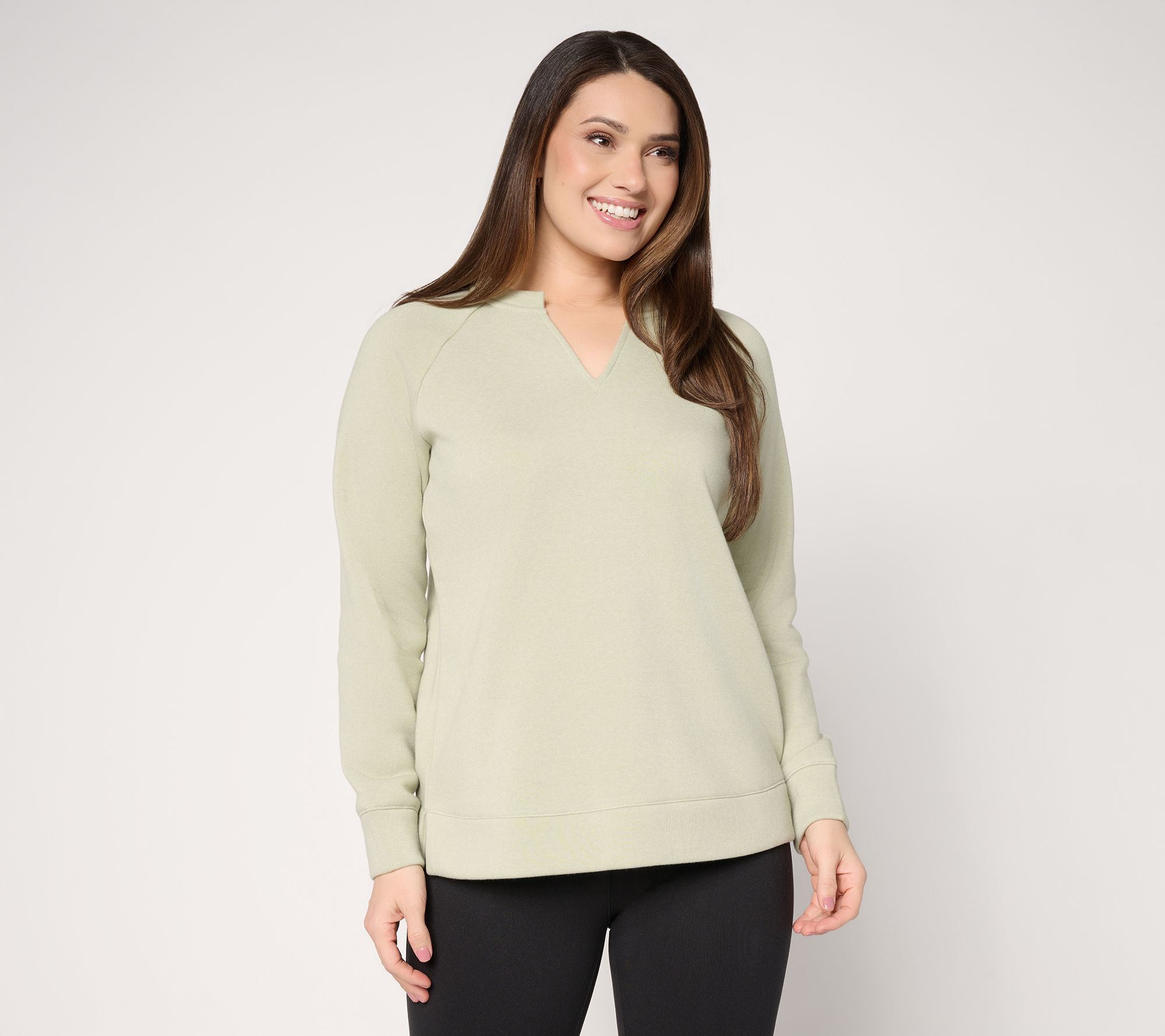 Belle by Kim Gravel Sponge Fleece Split Neck Sweatshirt