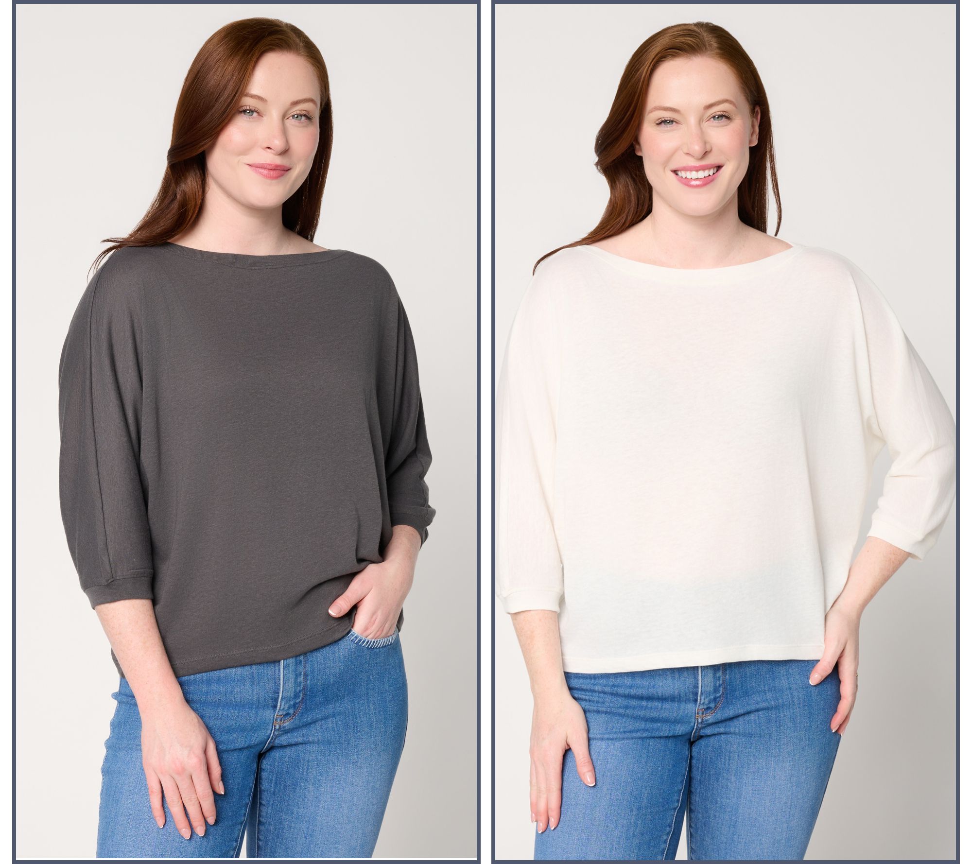 Barefoot Dreams Malibu Collection Slub Jersey 2 Pack Dolman Tees