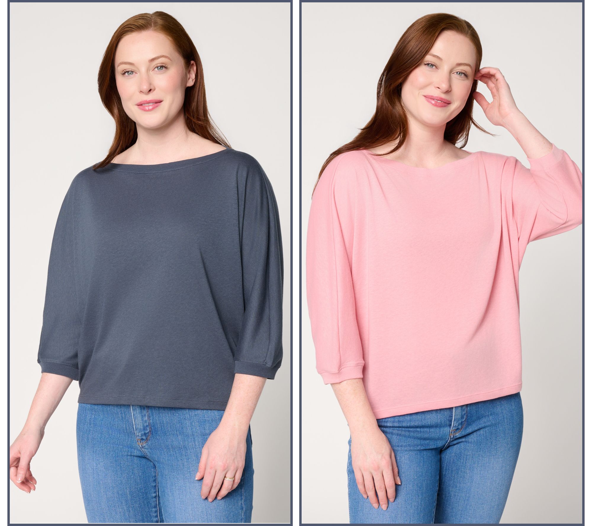 Barefoot Dreams Malibu Collection Slub Jersey 2 Pack Dolman Tees