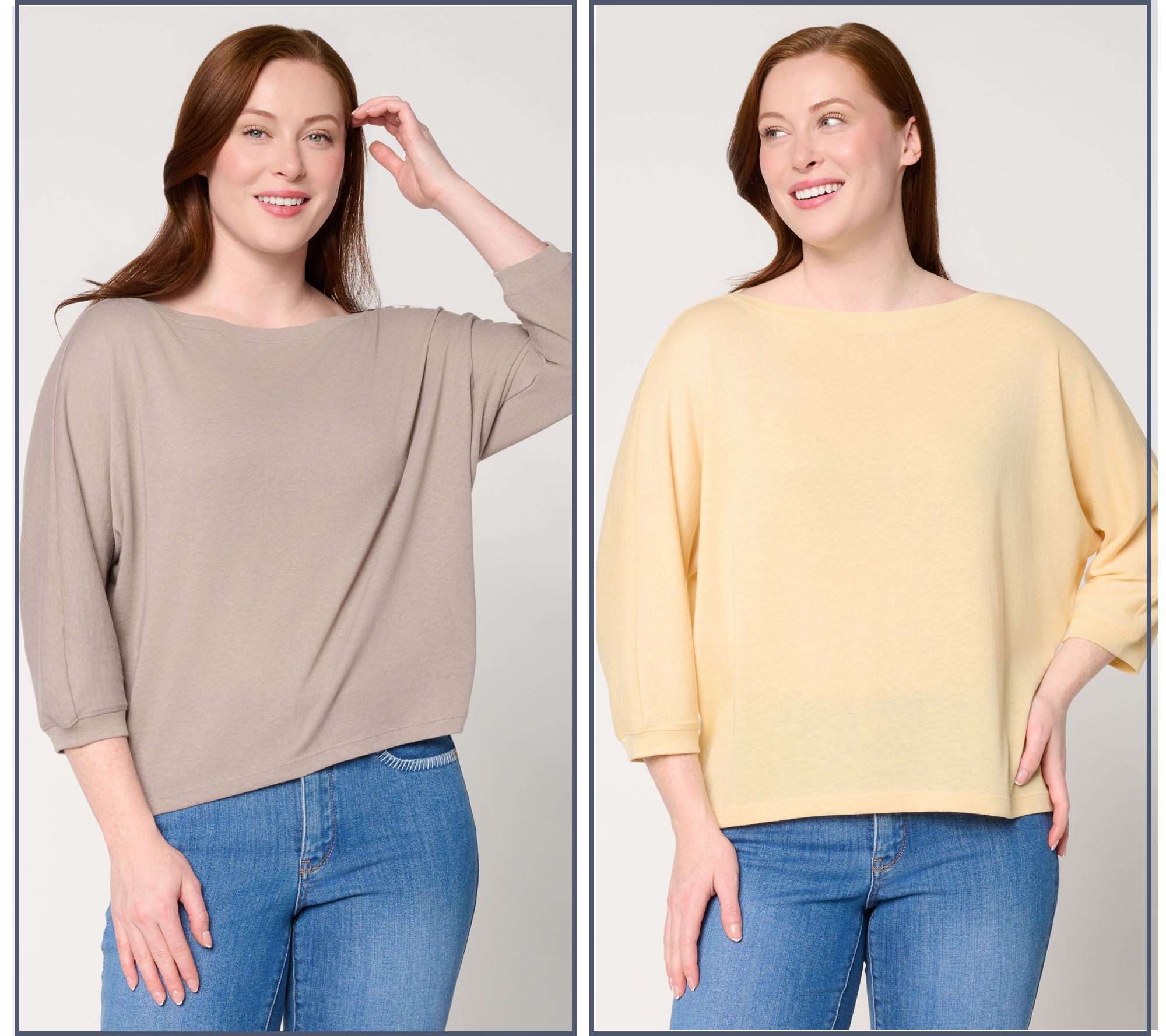 Barefoot Dreams Malibu Collection Slub Jersey 2 Pack Dolman Tees