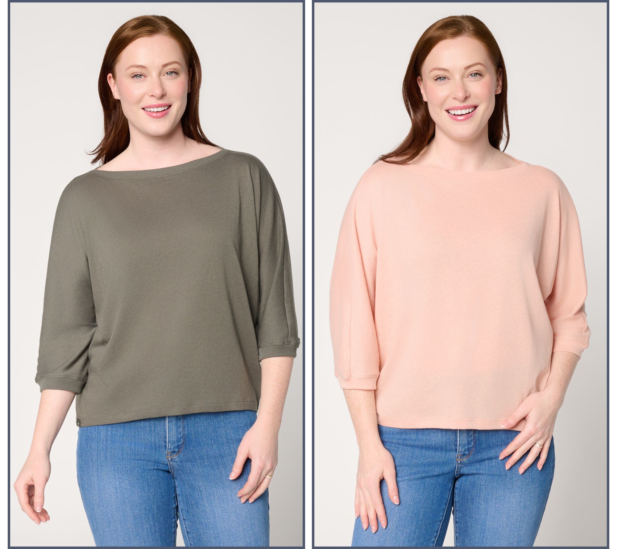 Barefoot Dreams Malibu Collection Slub Jersey 2 Pack Dolman Tees