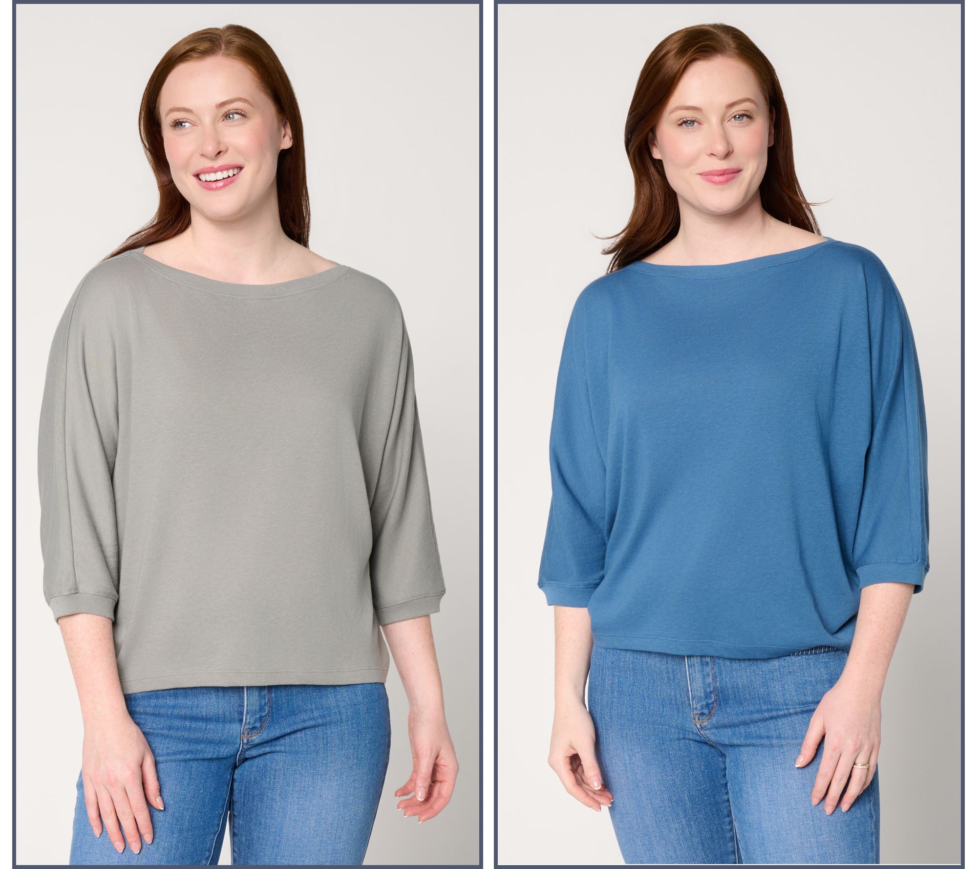 Barefoot Dreams Malibu Collection Slub Jersey 2 Pack Dolman Tees