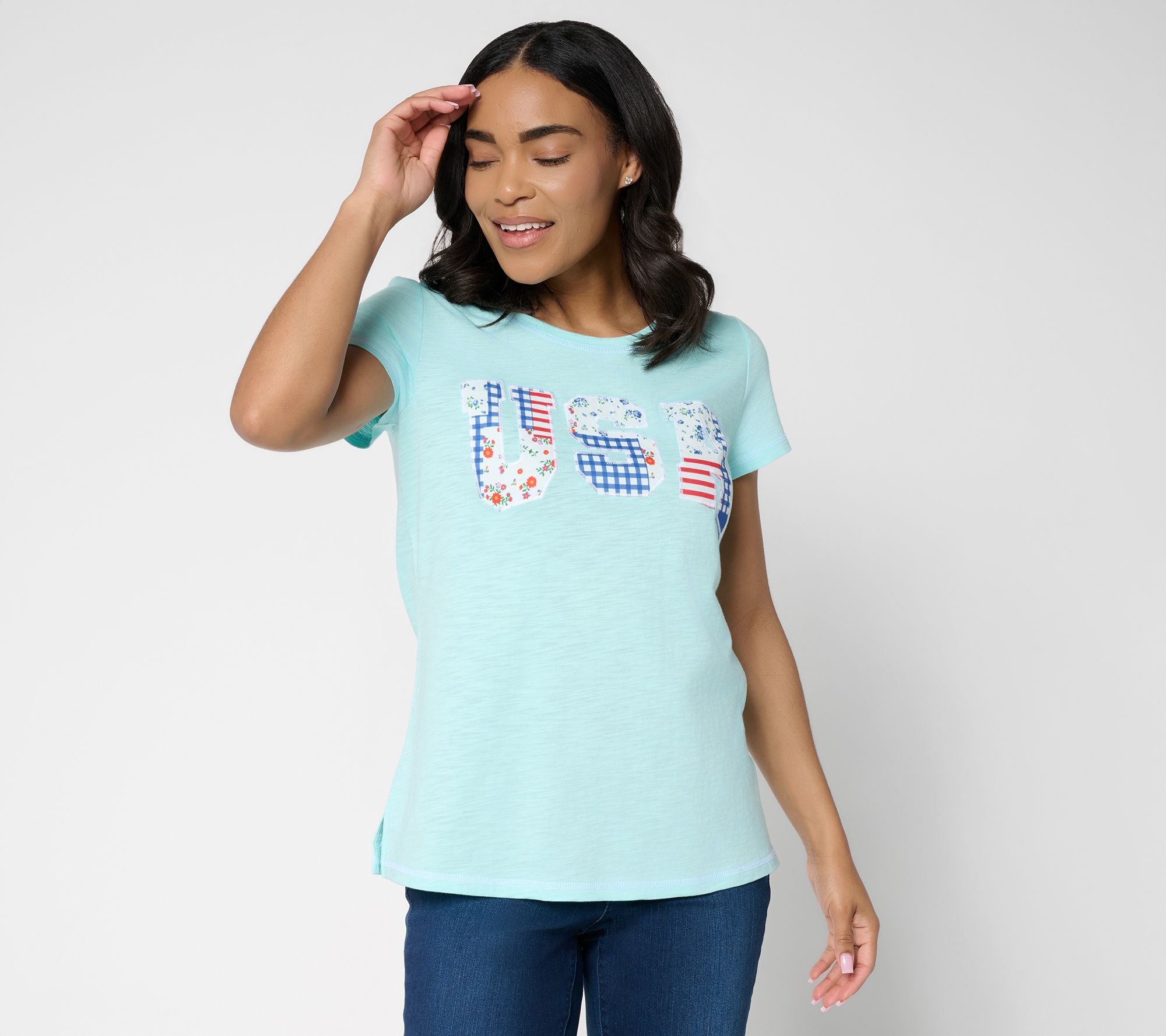  Liberty Belles by Kim Gravel Red, White and Bloom Vintage USA Tee