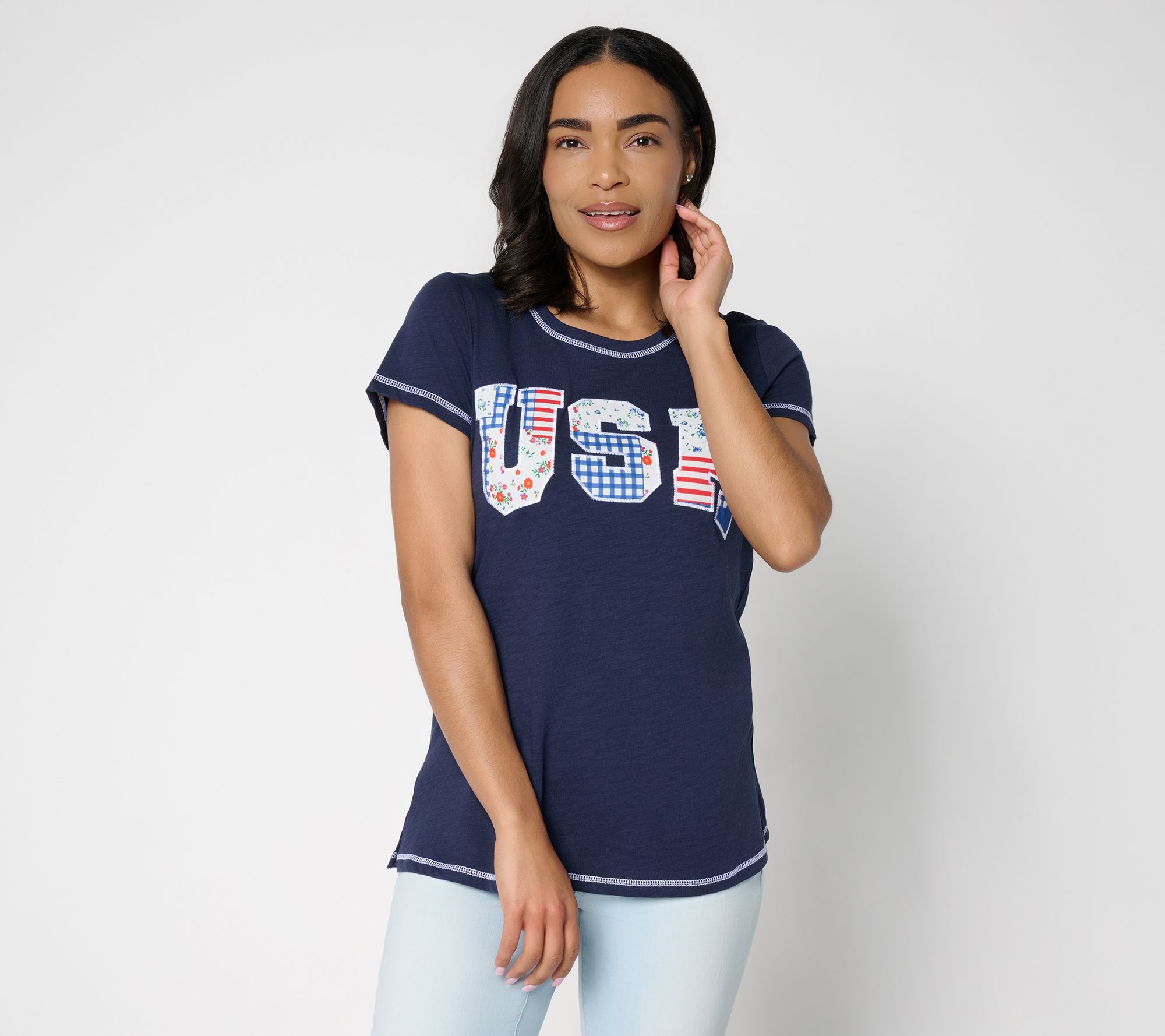 Liberty Belles by Kim Gravel Red, White and Bloom Vintage USA Tee