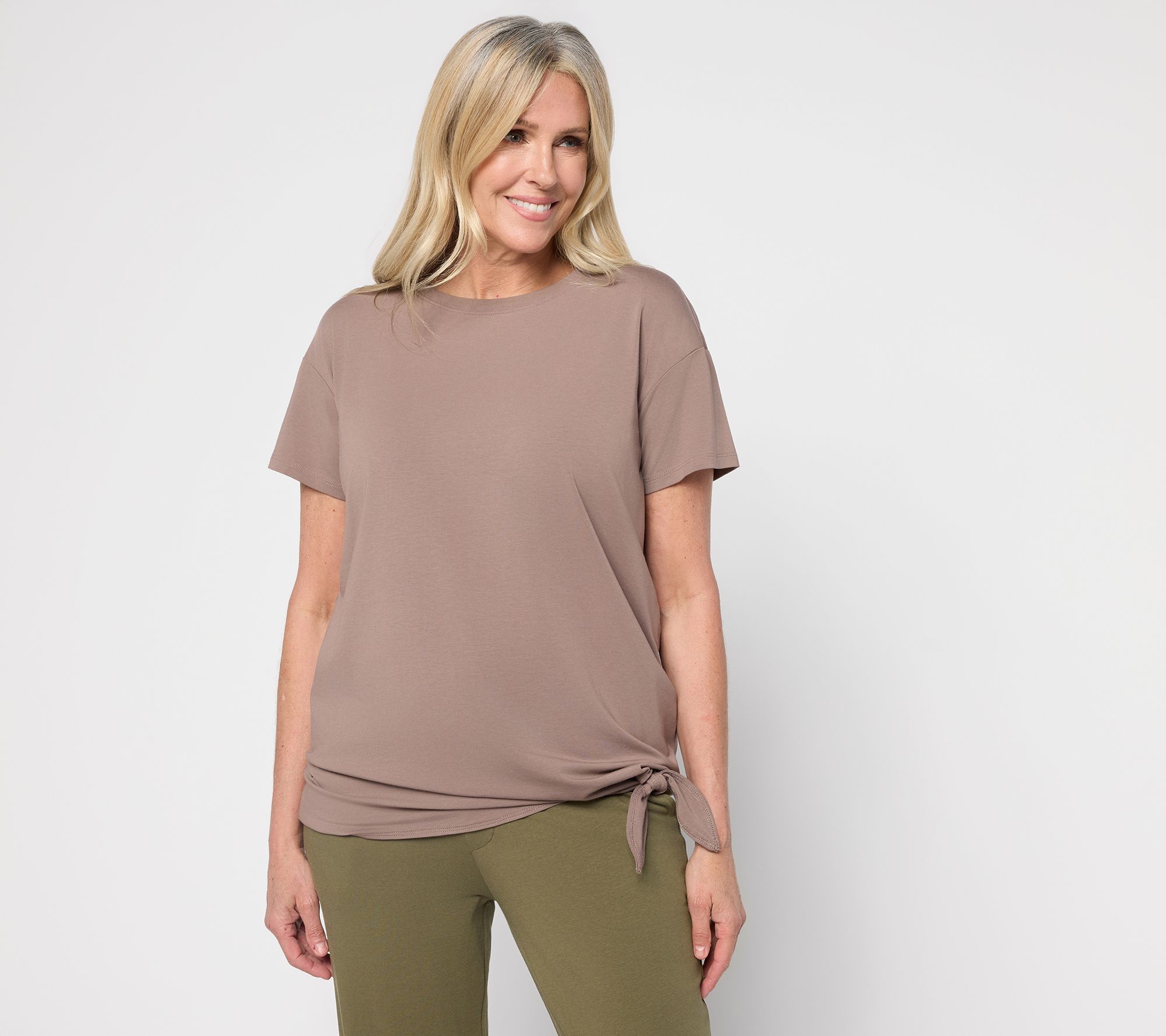 AnyBody Cozy Knit Jersey All-Star Side Tie Tee