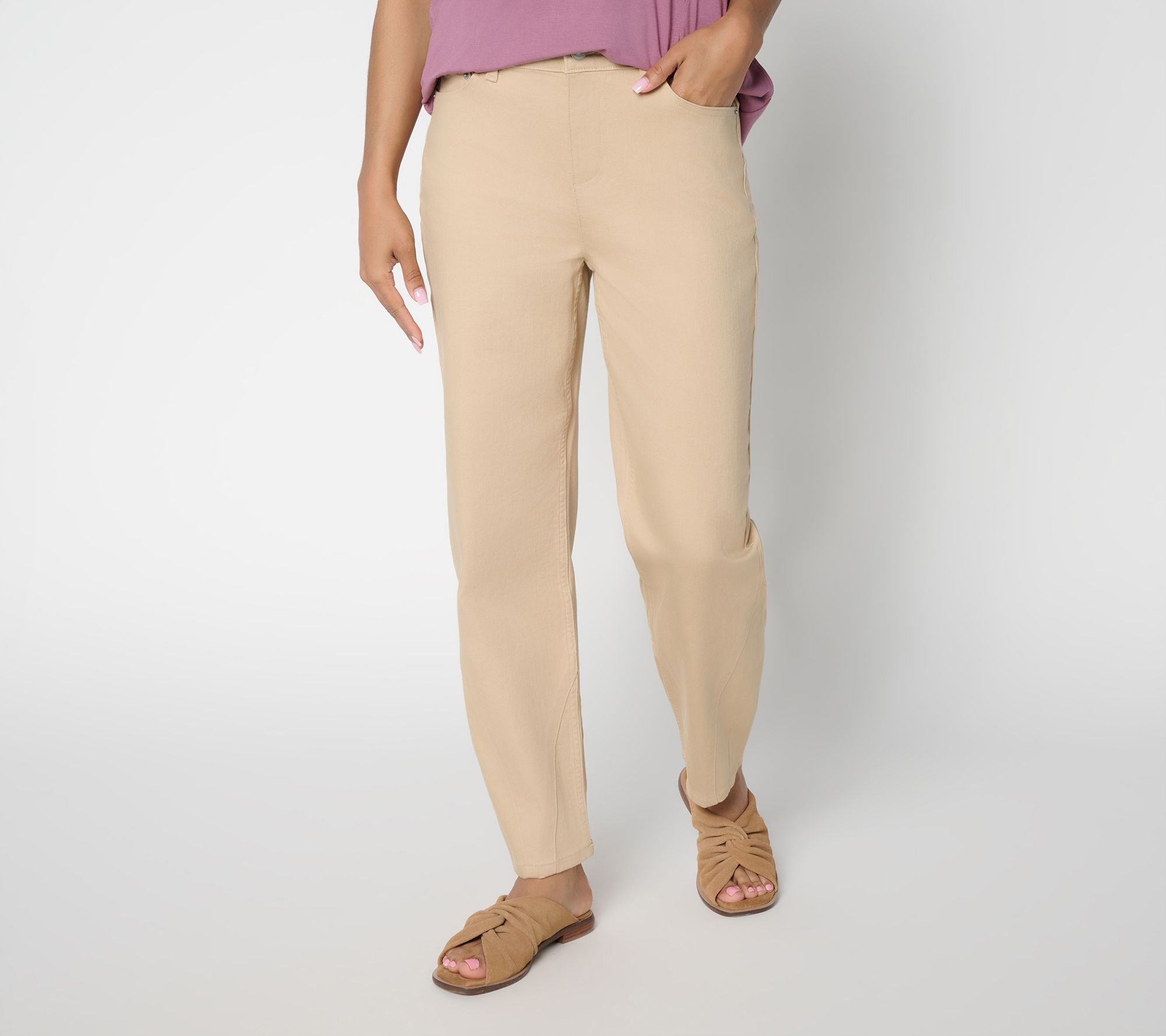 LOGO by Lori Goldstein Regular Color Seamed Ankle Jeans