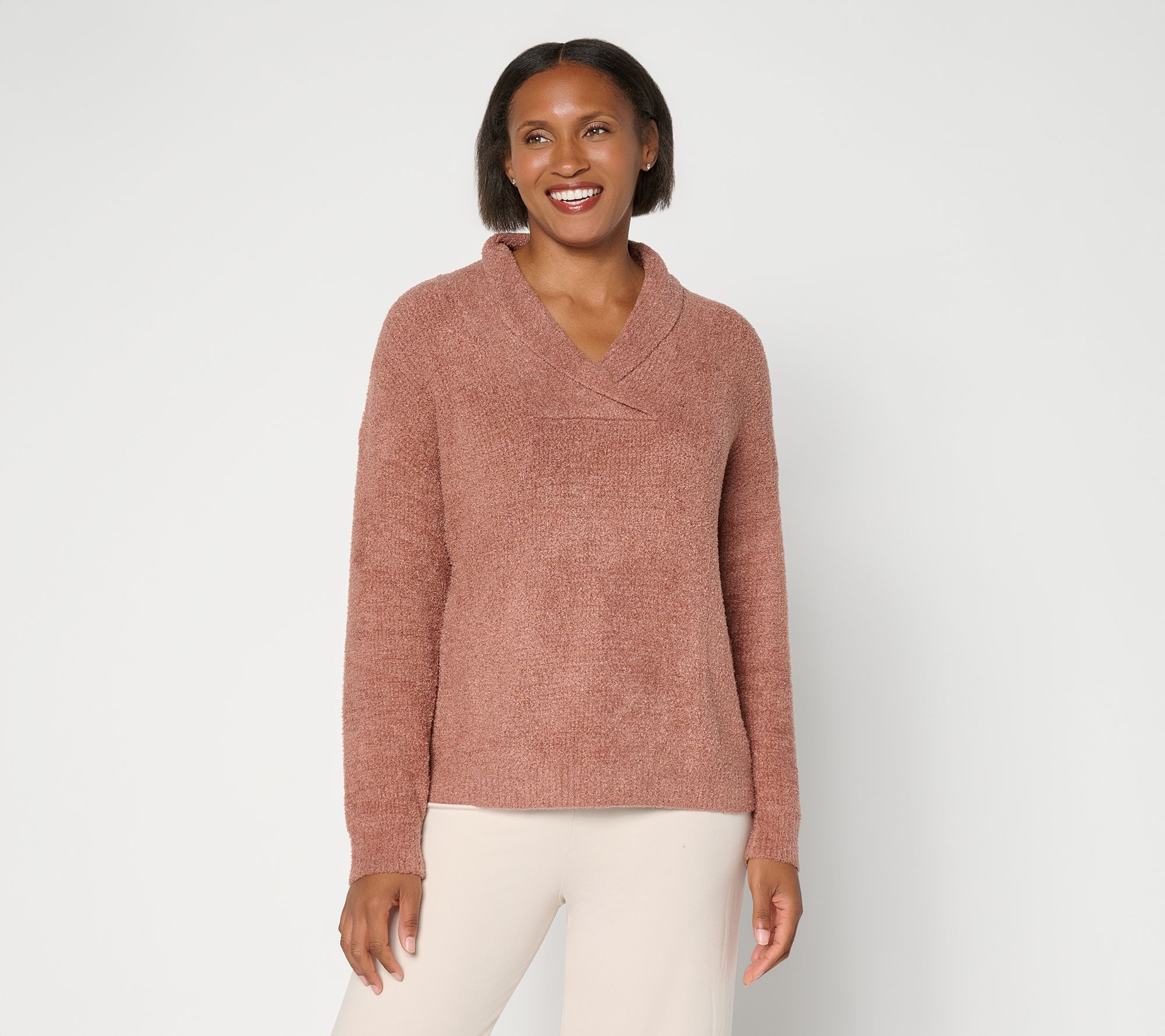 Barefoot Dreams CozyChic Lite Shawl Collar Waffle Pullover